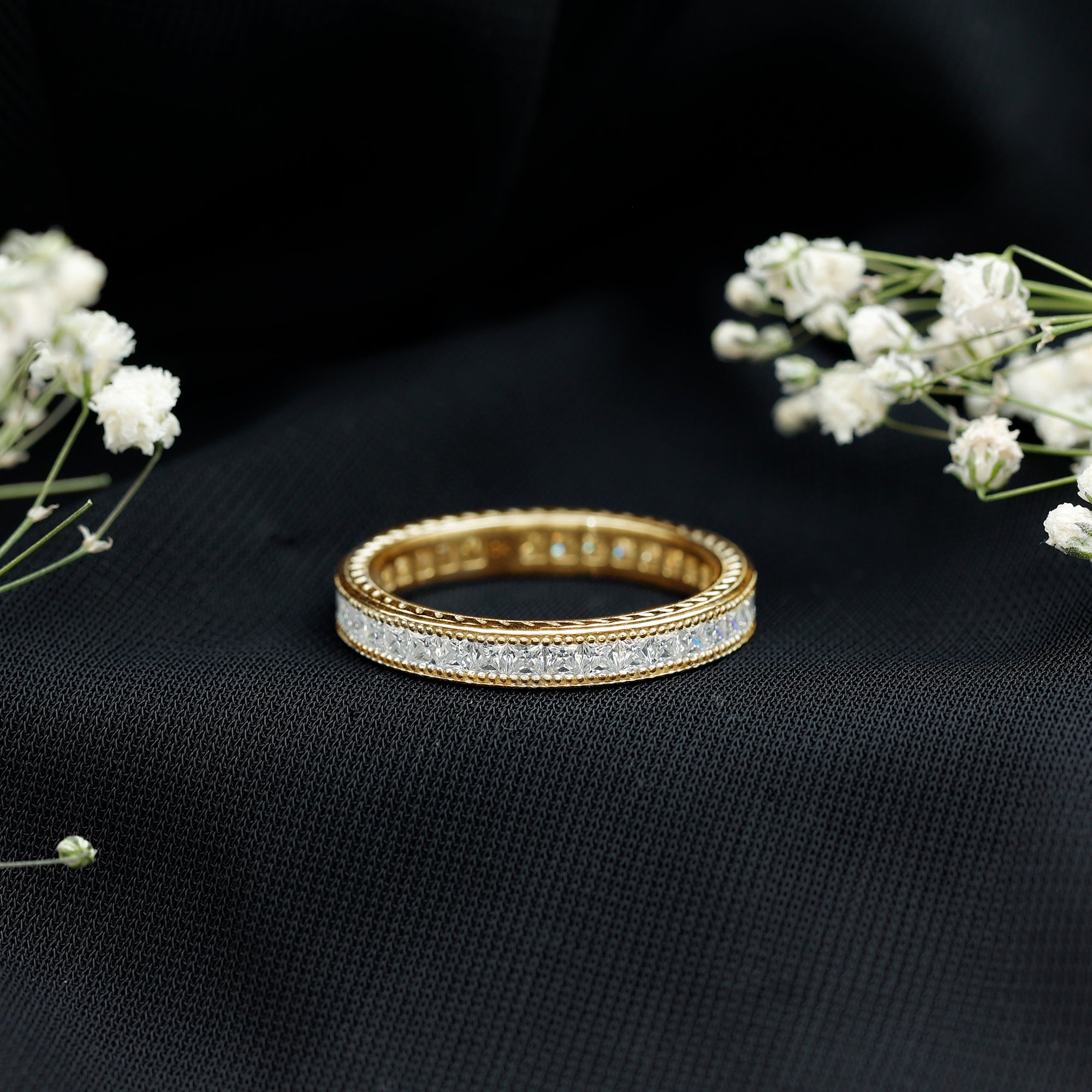 Rosec Jewels-Certified Lab Created Diamond Princess Cut Wedding Band