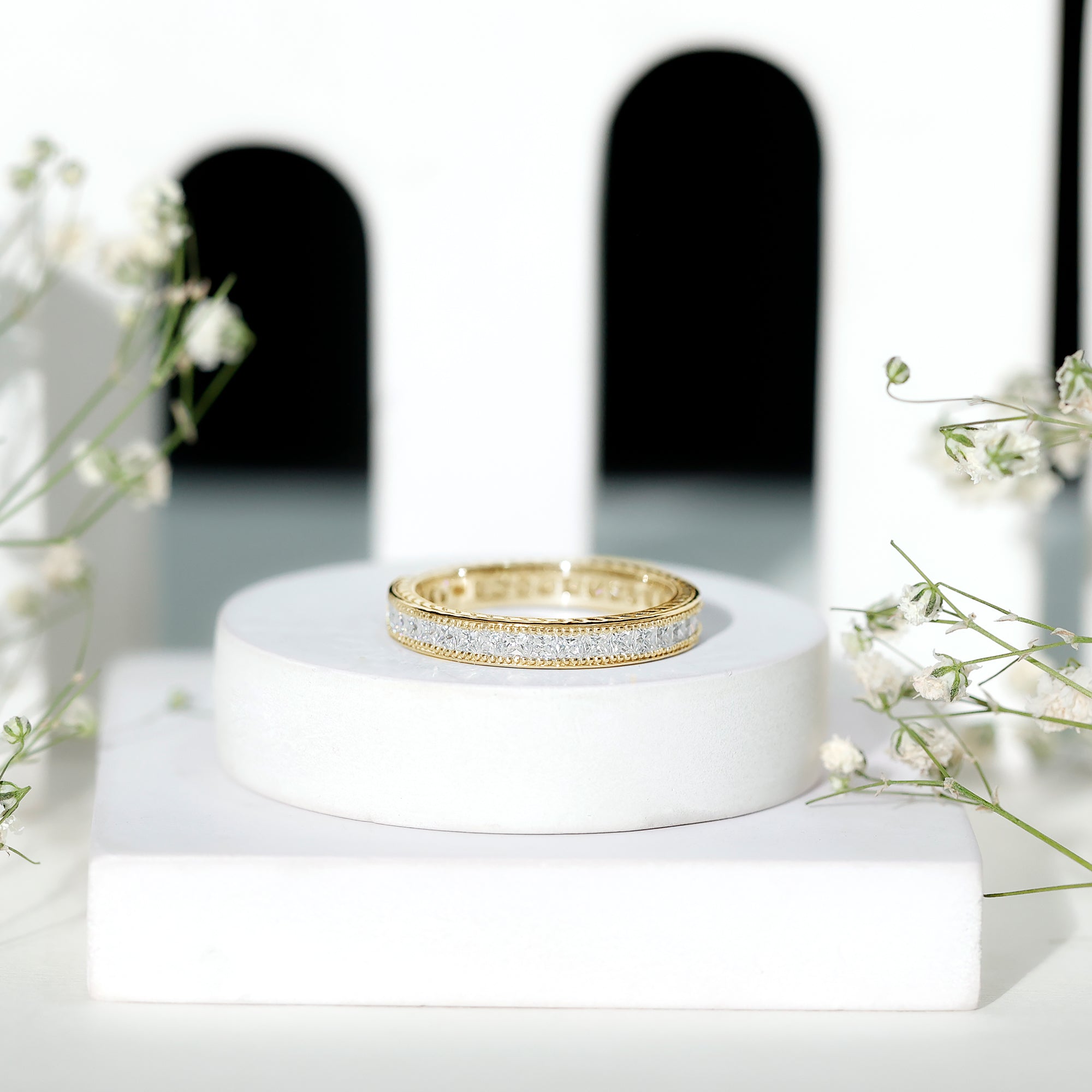 Certified Lab Created Diamond Princess Cut Wedding Band Lab - ( EF-VS ) - Rosec Jewels