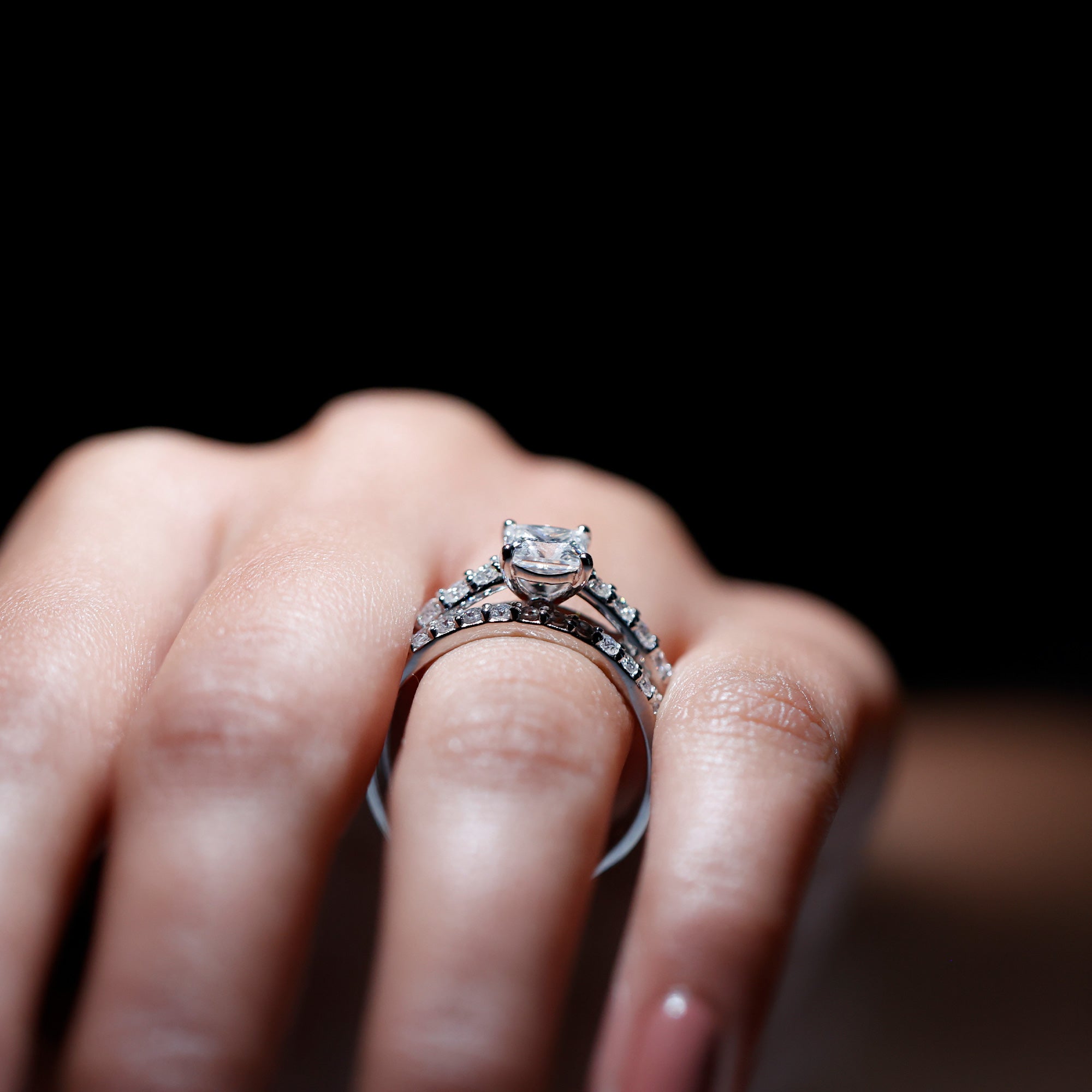 IGI Certified 1 Carat Lab Grown Diamond Princess Cut Engagement Ring with Band Lab - ( E-VS1 ) - Rosec Jewels