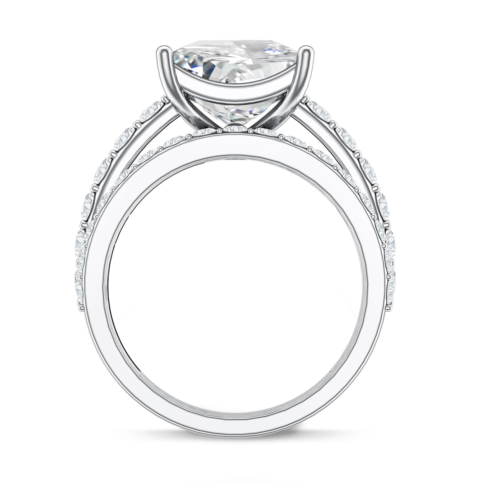 5 Carat IGI Certified Princess Cut Lab Diamond Engagement Ring with Band Lab - ( EF-VS ) - Rosec Jewels