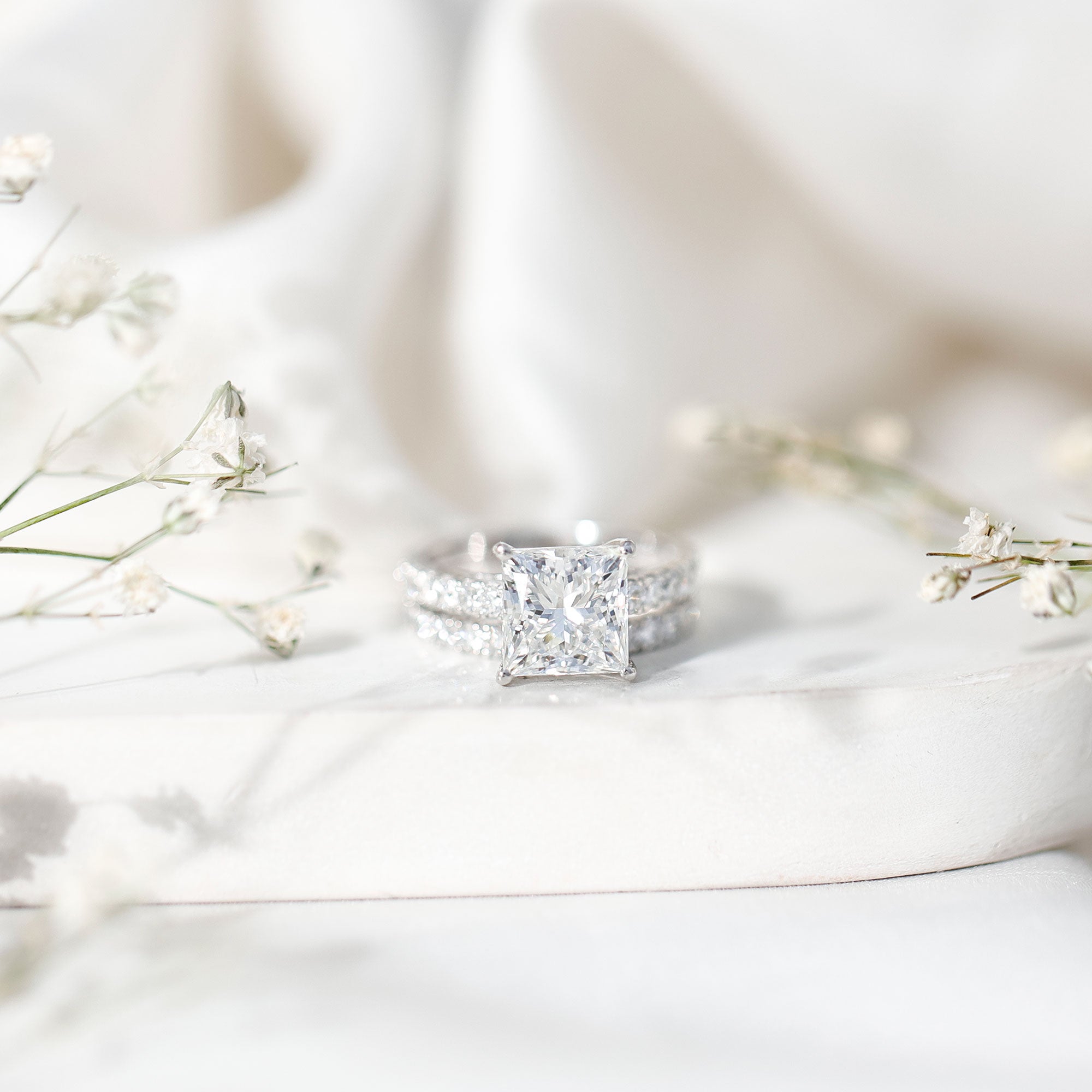 IGI Certified 2 Carat Lab Grown Diamond Princess Cut Bridal Ring Set Lab - ( EF-VS ) - Rosec Jewels
