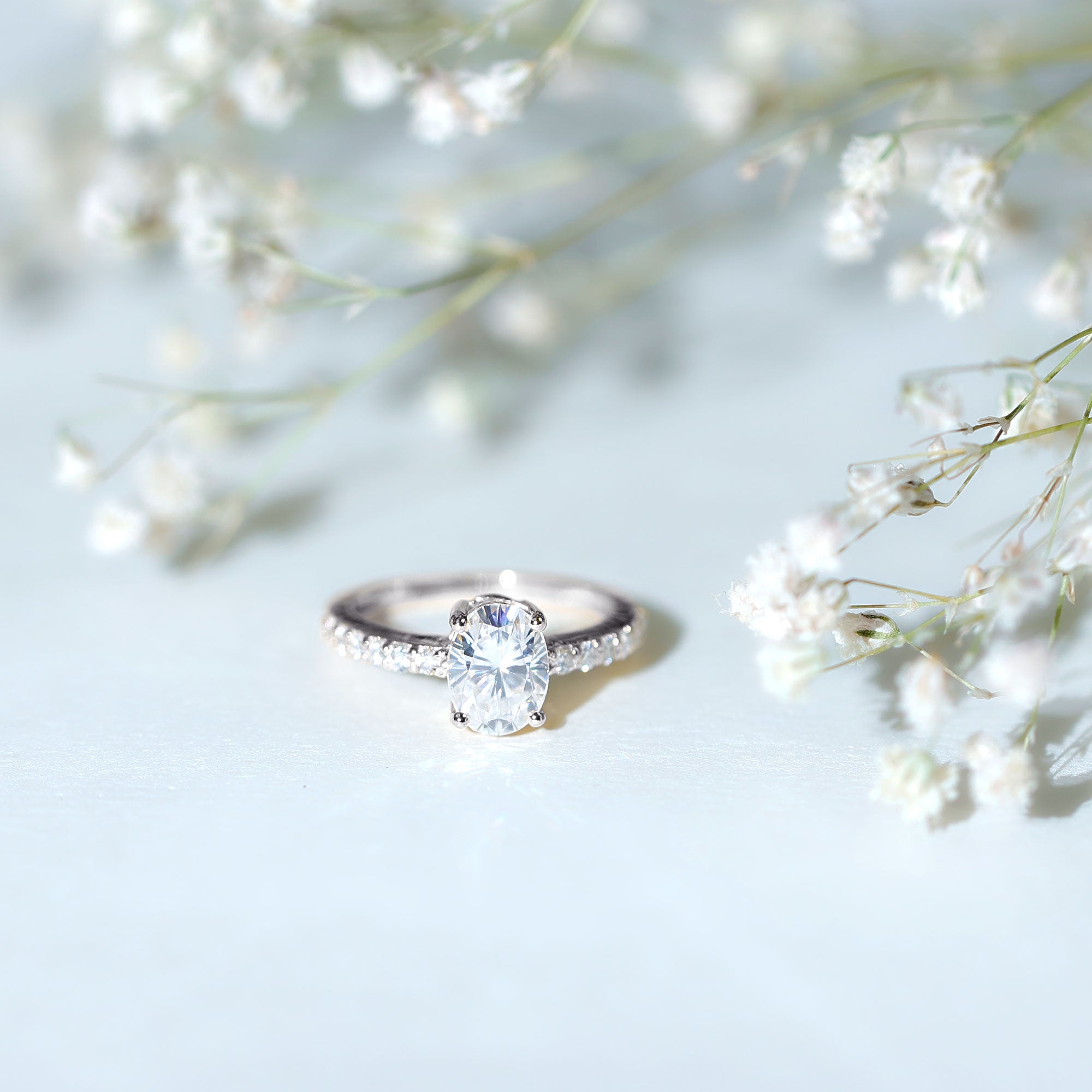 1 Carat Oval Shaped Lab Grown Diamond Engagement Ring with IGI Certificate Lab - ( E-VS1 ) - Rosec Jewels