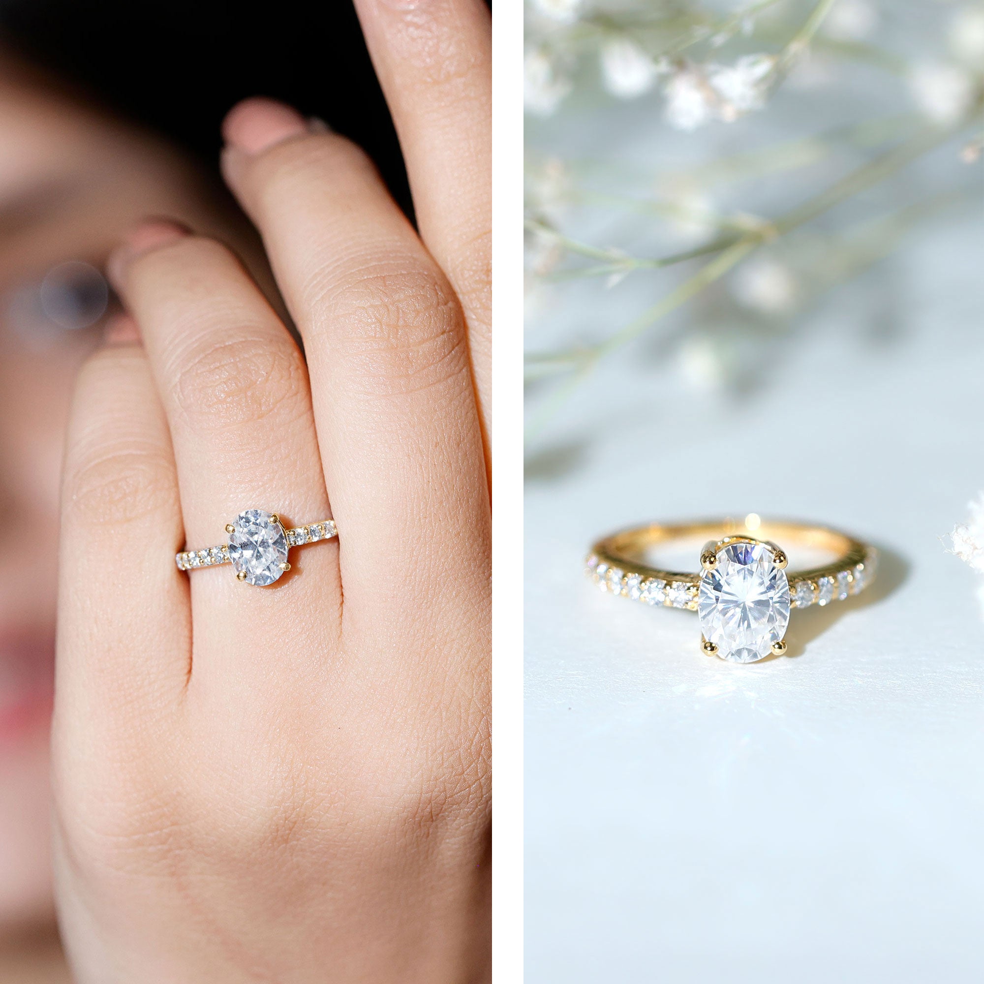 1 Carat Oval Shaped Lab Grown Diamond Engagement Ring with IGI Certificate Lab - ( E-VS1 ) - Rosec Jewels