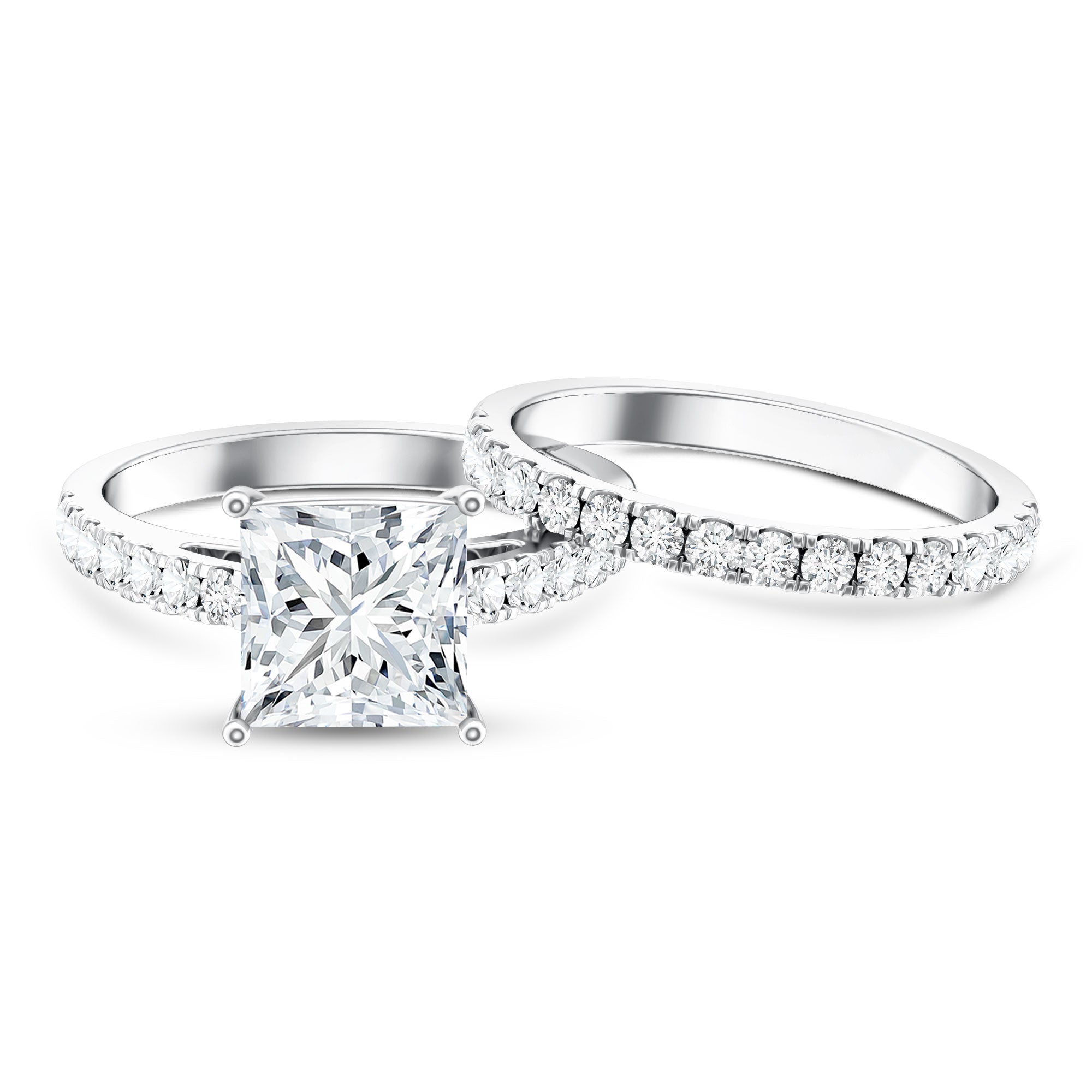 IGI Certified Huge 5 Carat Lab Grown Diamond Engagement Wedding Ring Set Lab - ( EF-VS ) - Rosec Jewels