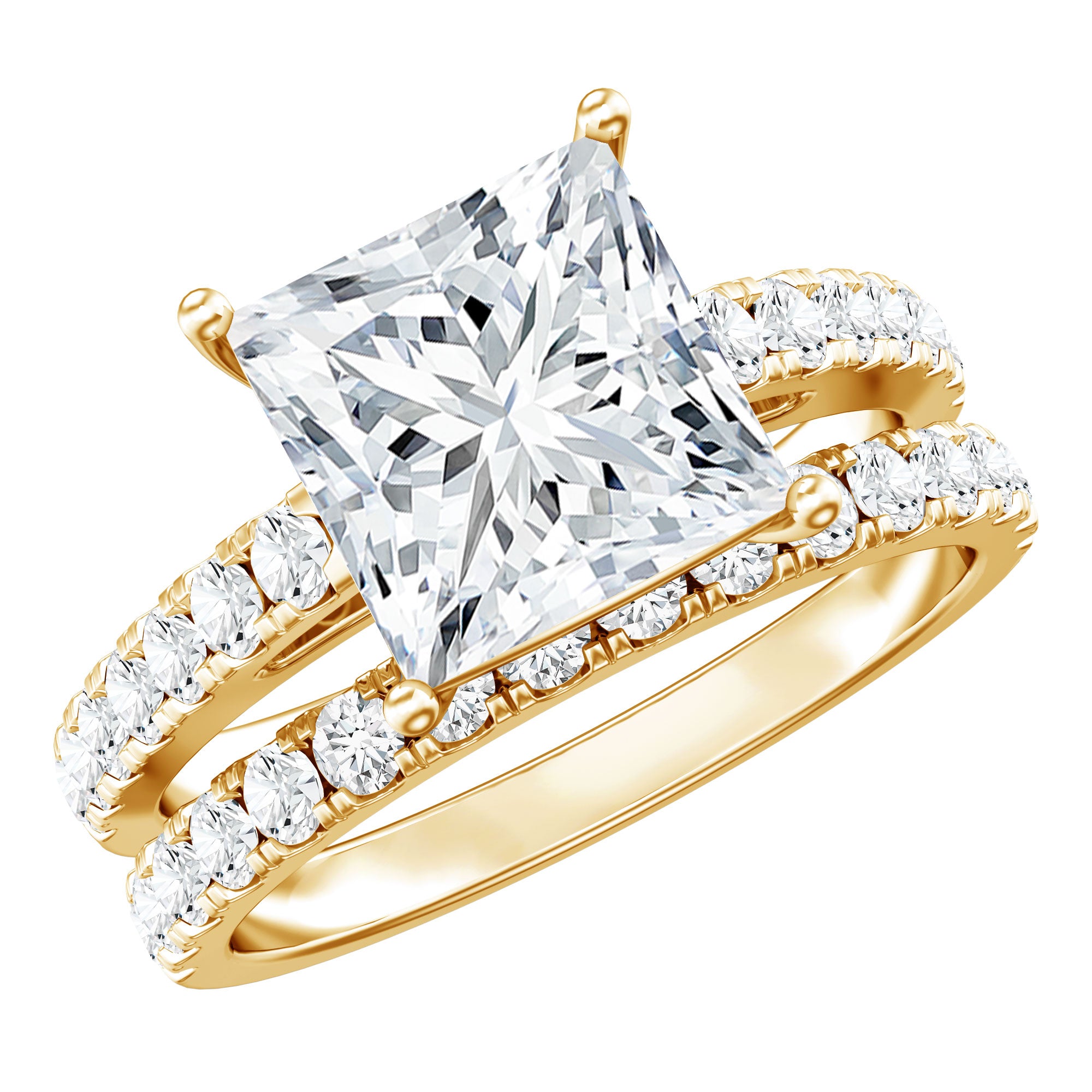 IGI Certified Huge 5 Carat Lab Grown Diamond Engagement Wedding Ring Set Lab - ( EF-VS ) - Rosec Jewels