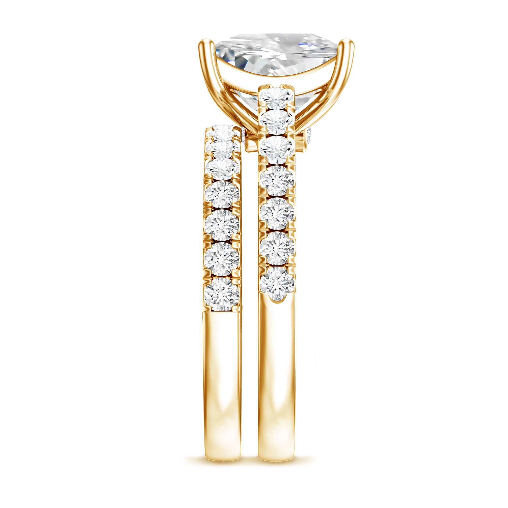 IGI Certified Huge 5 Carat Lab Grown Diamond Engagement Wedding Ring Set Lab - ( EF-VS ) - Rosec Jewels
