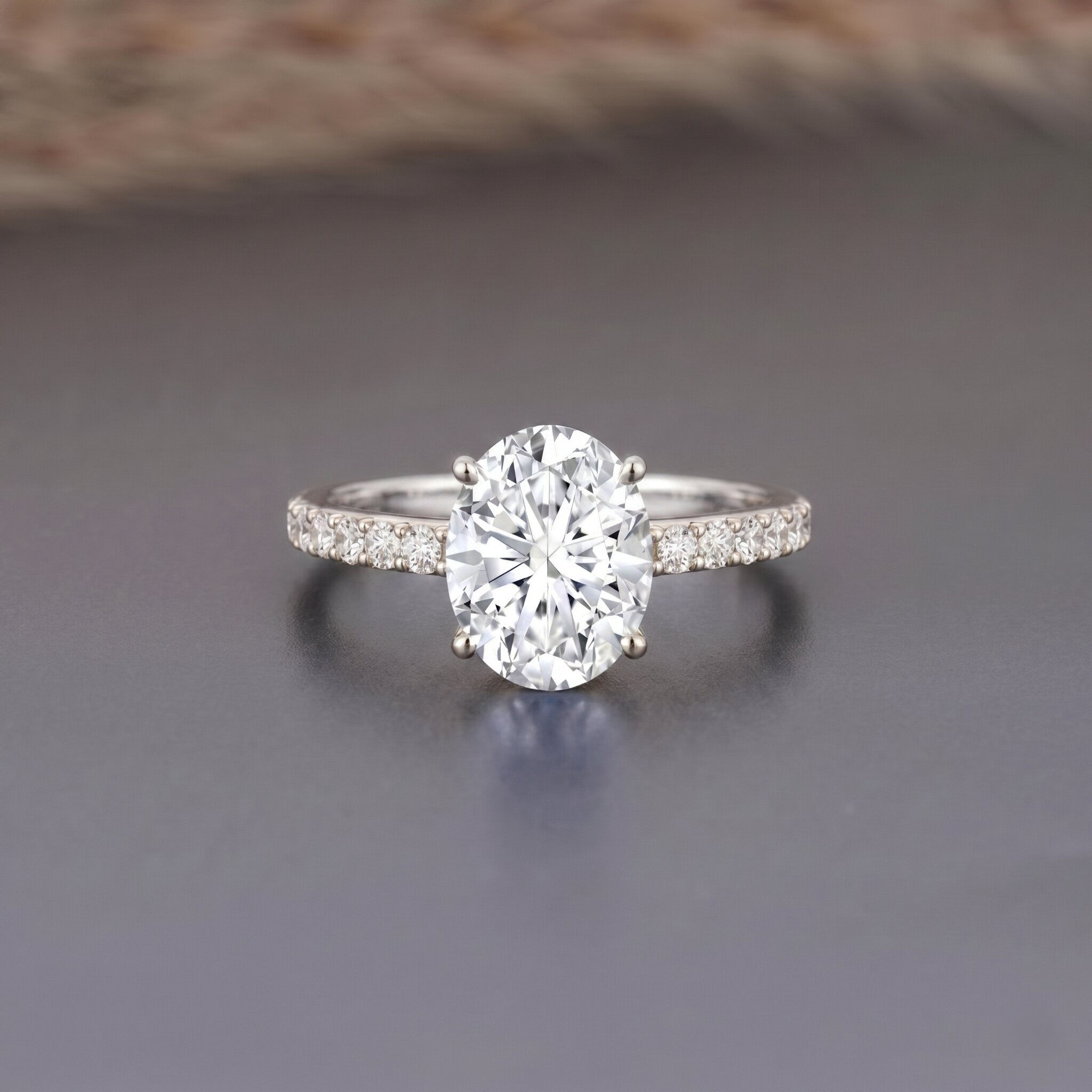 Lab Grown 2 Carat Diamond Oval Engagement Ring with IGI Certificate Lab - ( E-VS1 ) - Rosec Jewels