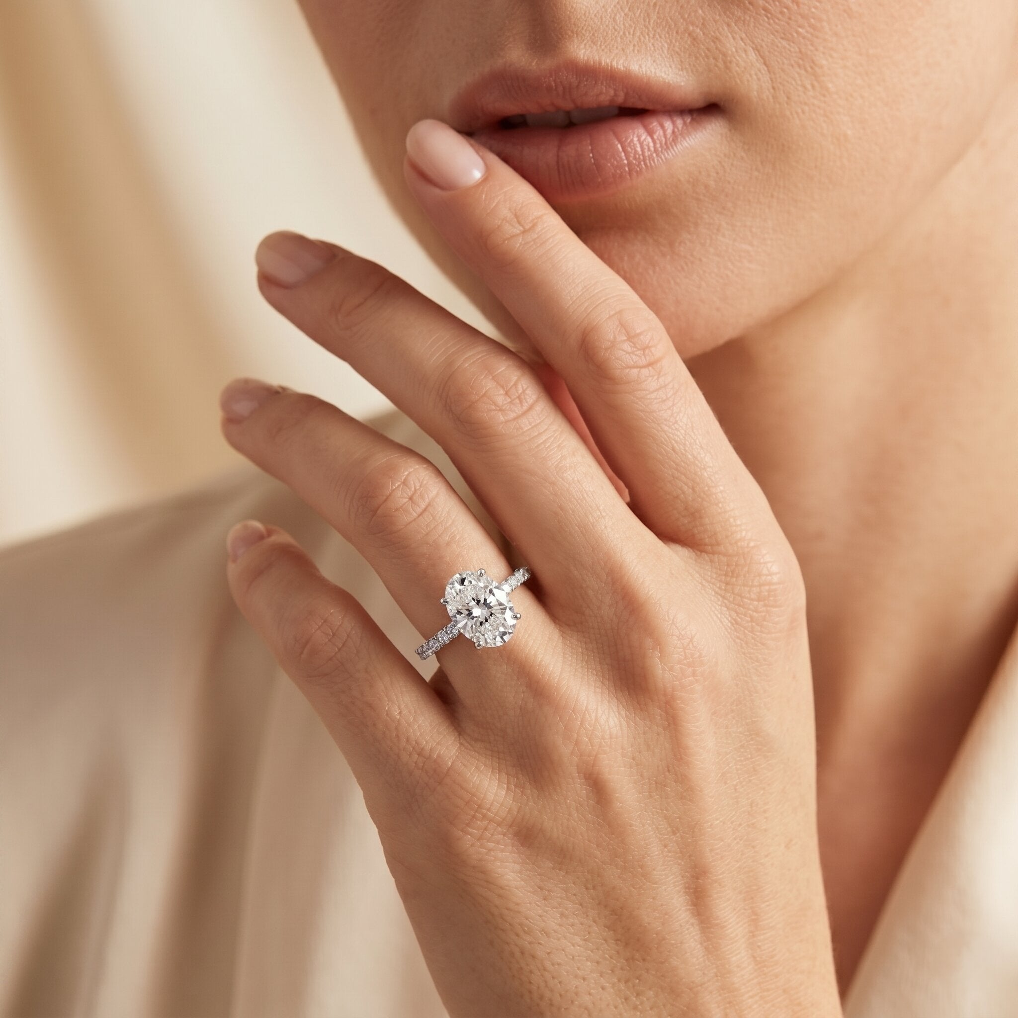 Lab Grown 2 Carat Diamond Oval Engagement Ring with IGI Certificate Lab - ( E-VS1 ) - Rosec Jewels