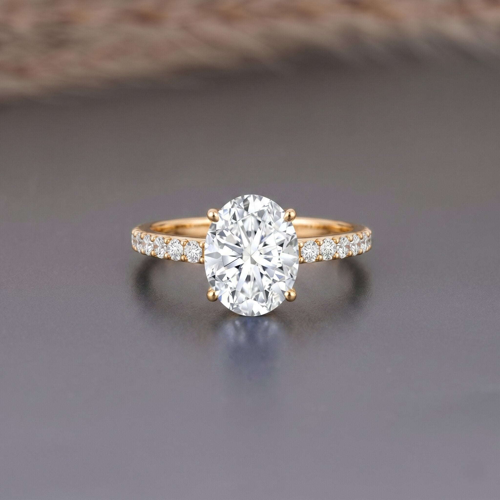 Lab Grown 2 Carat Diamond Oval Engagement Ring with IGI Certificate Lab - ( EF-VS ) - Rosec Jewels