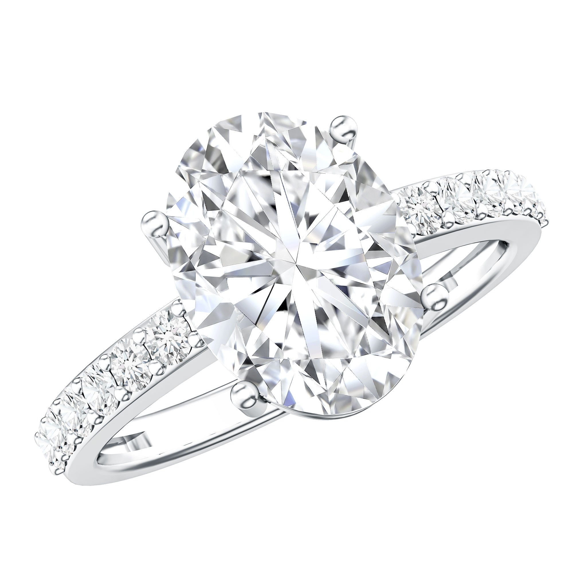 IGI Certified 3 Carat Lab Grown Oval Diamond Engagement Ring for Women Lab - ( E-VS1 ) - Rosec Jewels