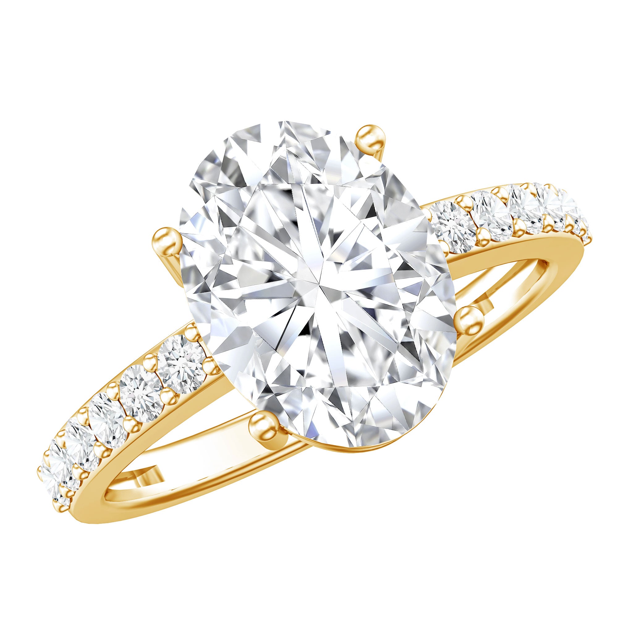 IGI Certified 3 Carat Lab Grown Oval Diamond Engagement Ring for Women Lab - ( E-VS1 ) - Rosec Jewels