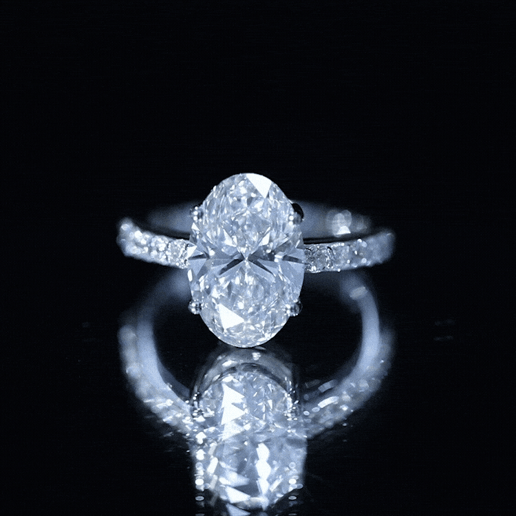 IGI Certified 4 Carat Oval Lab Grown Diamond Huge Engagement Ring Lab - ( E-VS1 ) - Rosec Jewels
