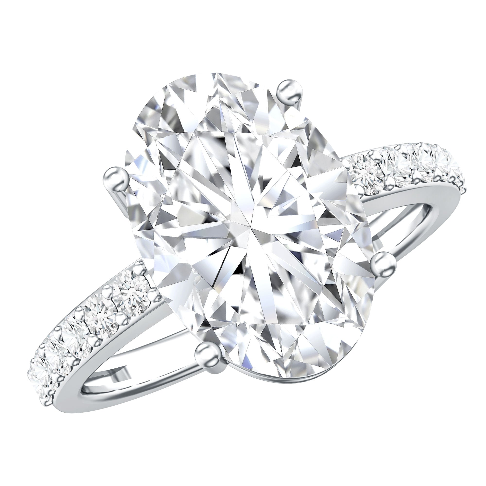 IGI Certified 4 Carat Oval Lab Grown Diamond Huge Engagement Ring Lab - ( E-VS1 ) - Rosec Jewels
