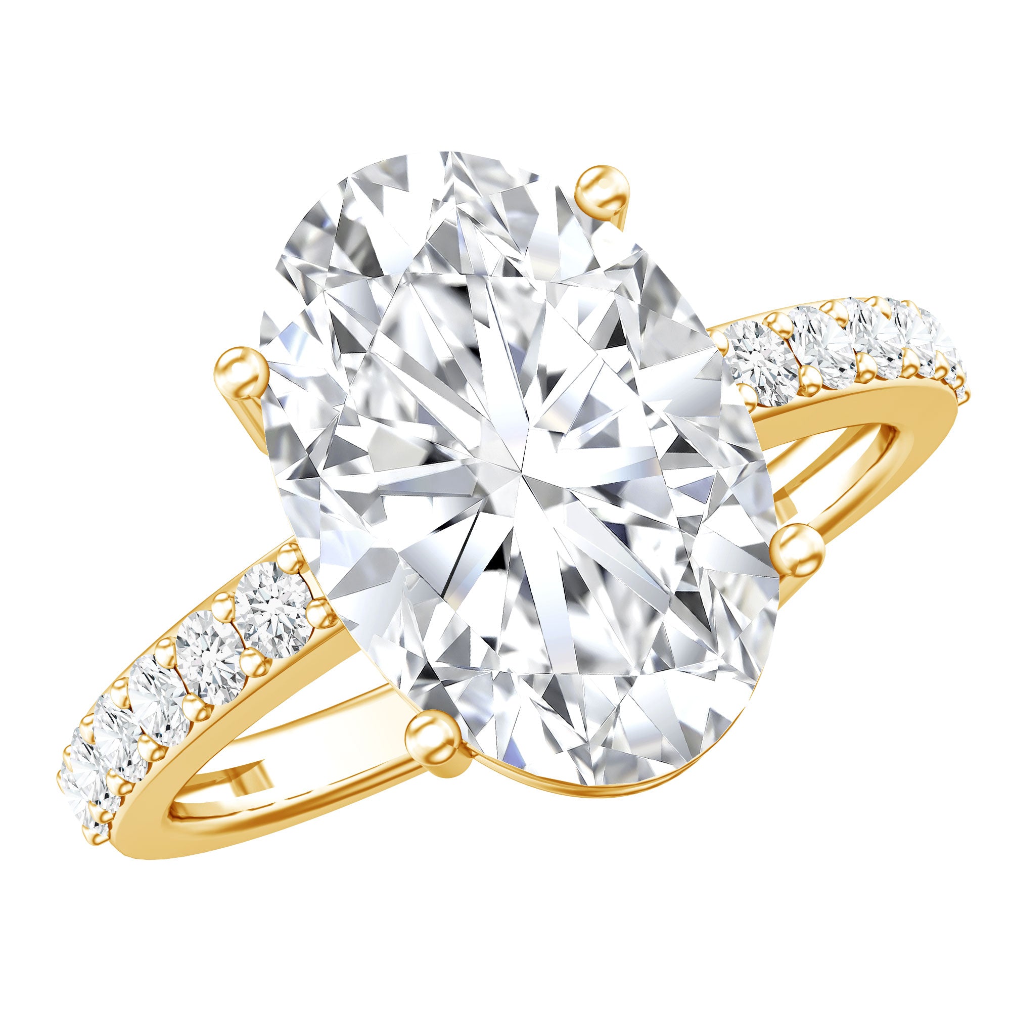 IGI Certified 4 Carat Oval Lab Grown Diamond Huge Engagement Ring Lab - ( E-VS1 ) - Rosec Jewels