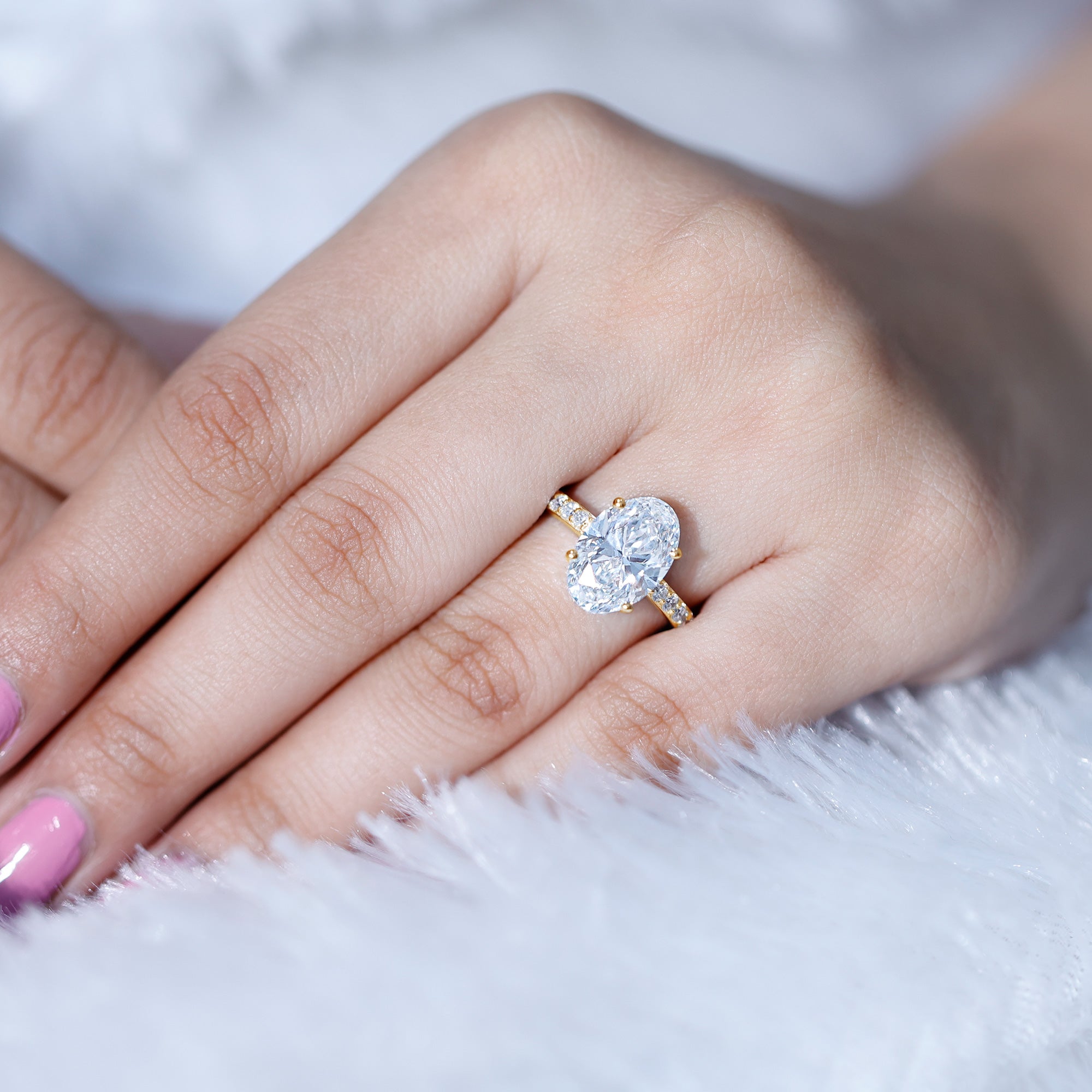 IGI Certified 4 Carat Oval Lab Grown Diamond Huge Engagement Ring Lab - ( EF-VS ) - Rosec Jewels