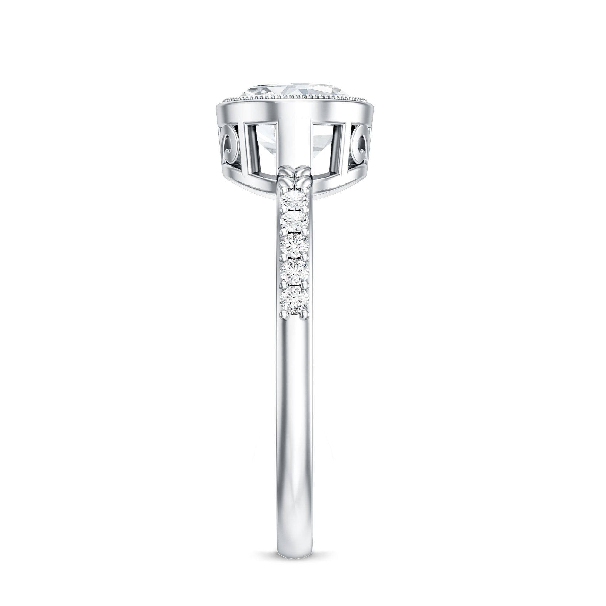 IGI Certified Lab Diamond Engagement Ring with 2 Carat Oval Lab - ( EF-VS ) - Rosec Jewels