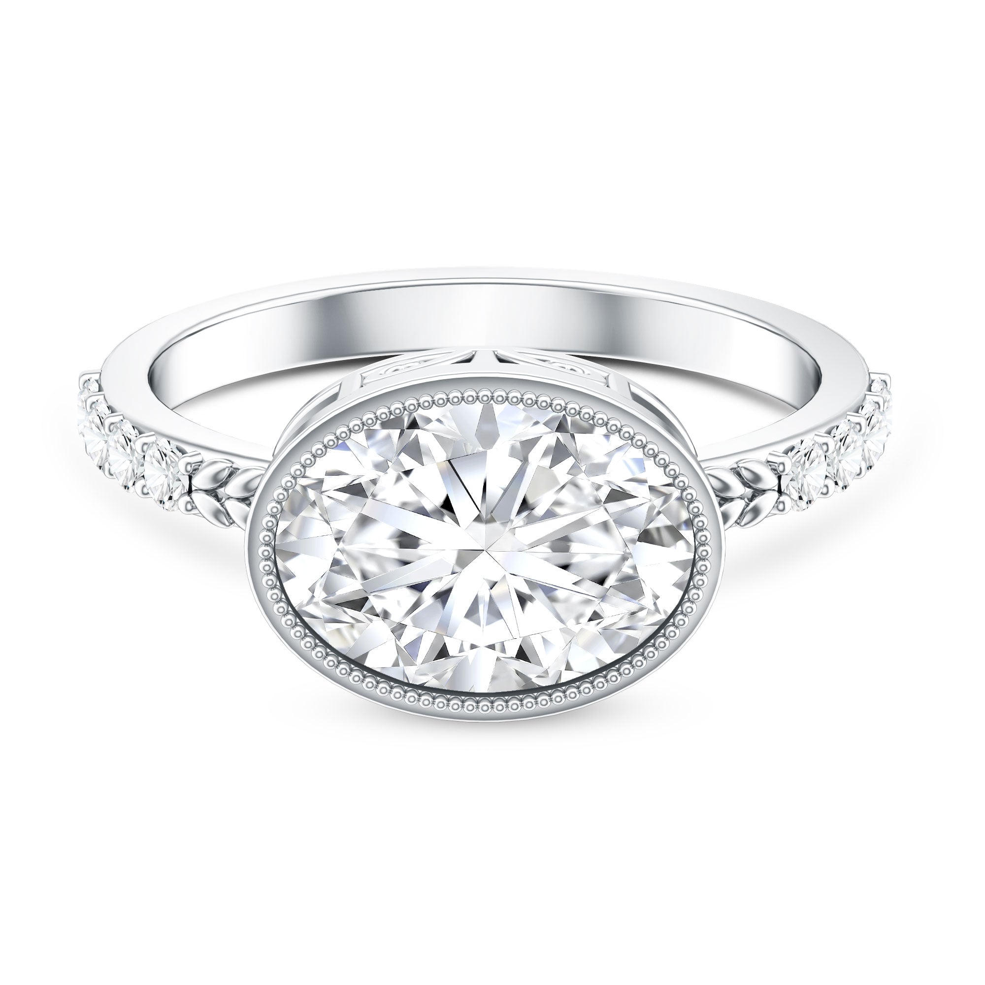 3 Carat Big Lab Grown Diamond Bezel Set Engagement Ring with IGI Certificate Lab - ( E-VS1 ) - Rosec Jewels
