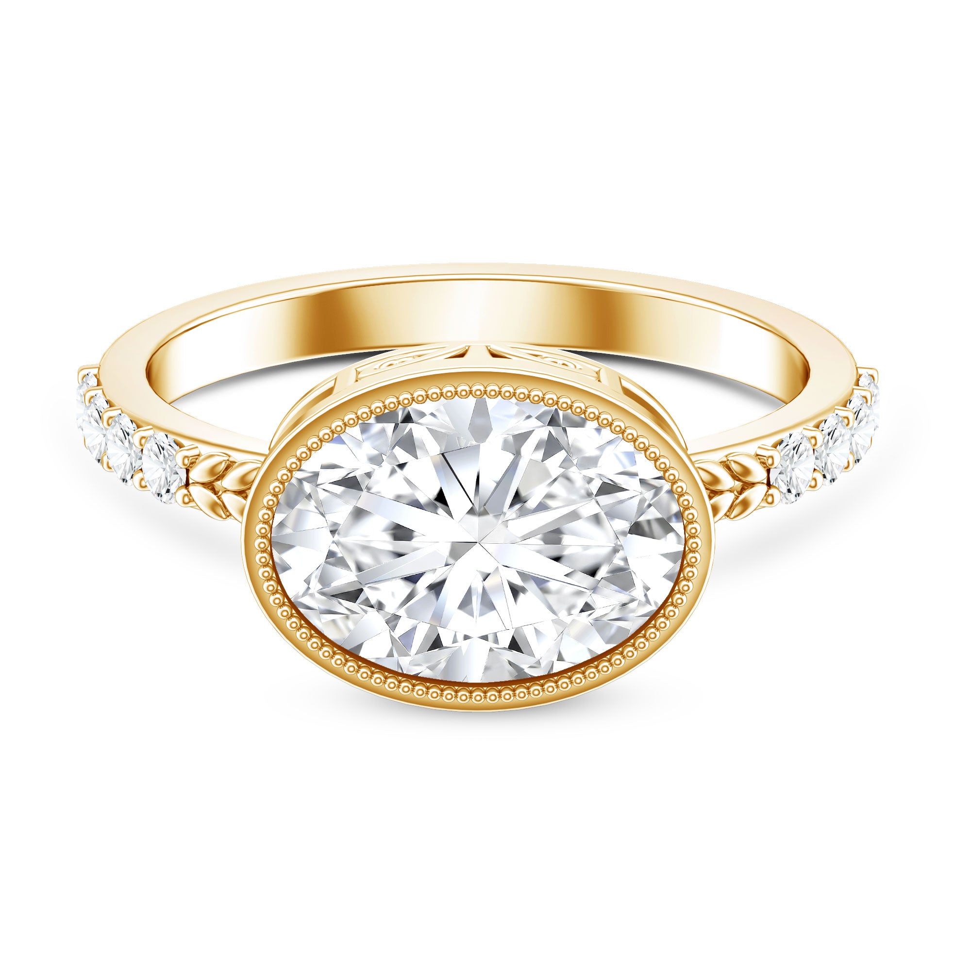 3 Carat Big Lab Grown Diamond Bezel Set Engagement Ring with IGI Certificate Lab - ( E-VS1 ) - Rosec Jewels