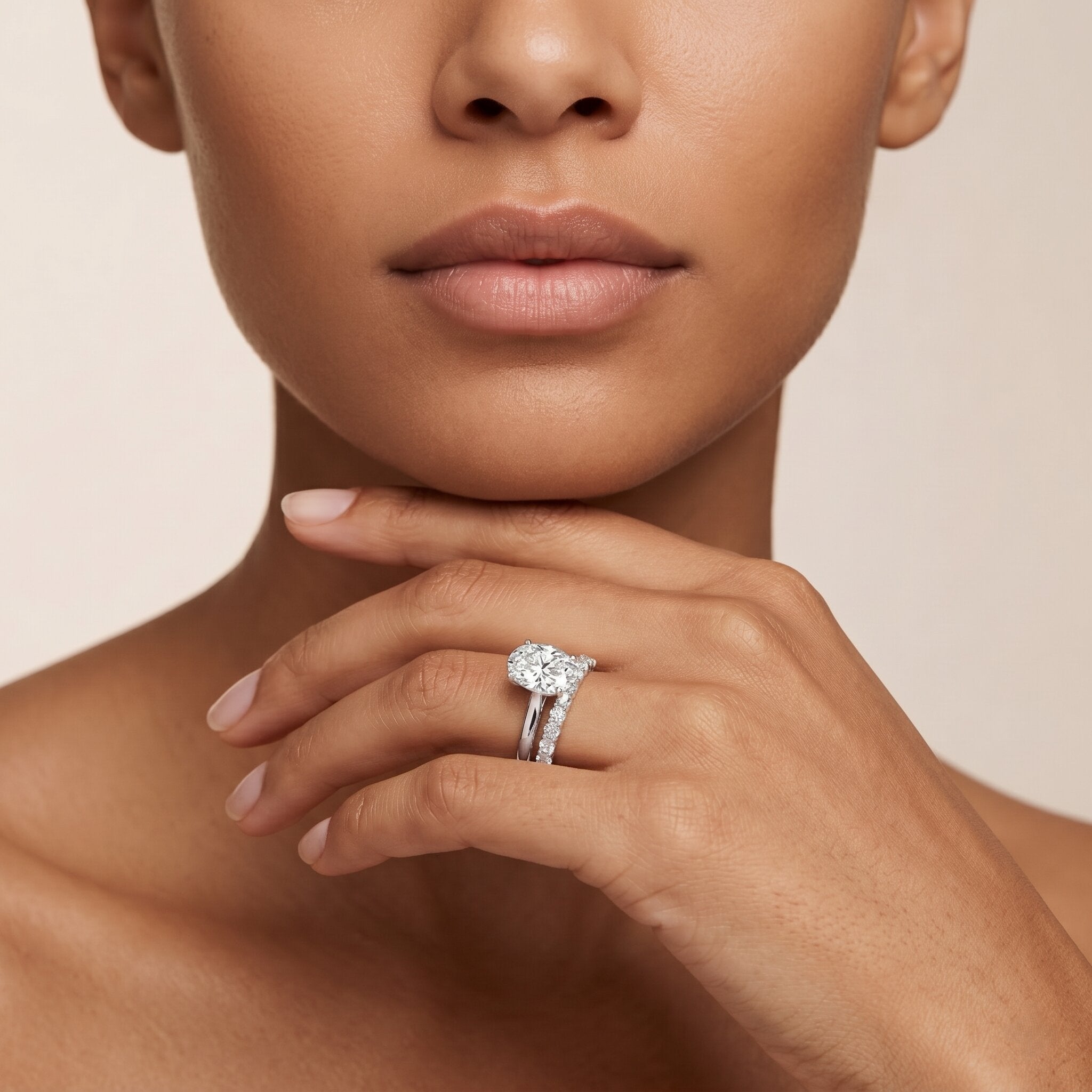 IGI Certified 2 Carat Oval Lab Grown Diamond Bridal Ring Set of 2 Lab - ( E-VS1 ) - Rosec Jewels