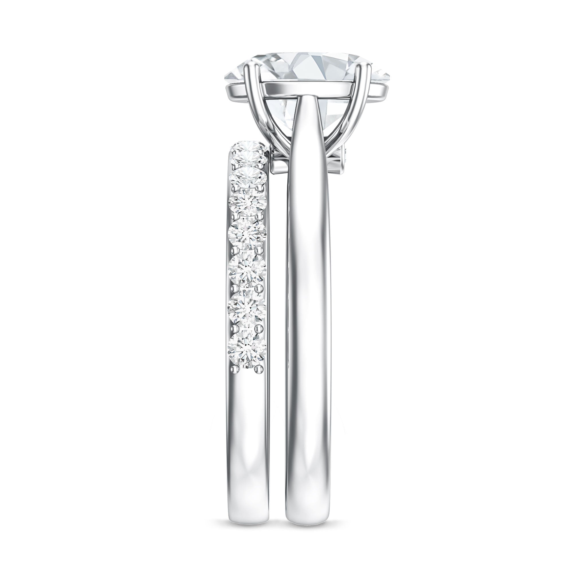 IGI Certified 2 Carat Oval Lab Grown Diamond Bridal Ring Set of 2 Lab - ( EF-VS ) - Rosec Jewels