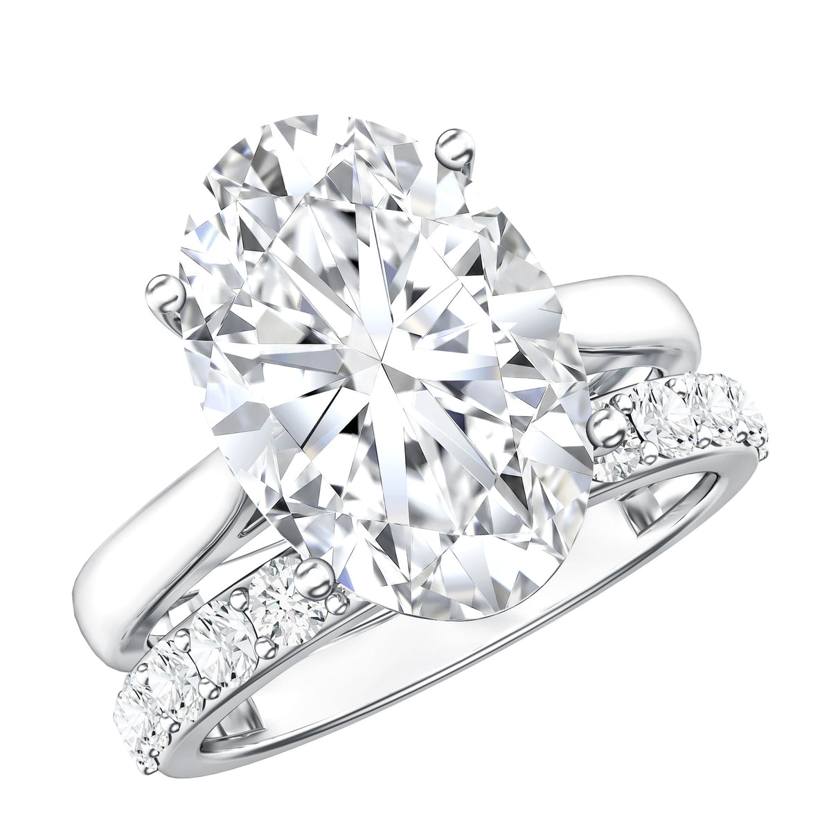 IGI Certified 5 Carat Huge Lab Grown Diamond Oval Engagement Ring with Wedding Band Lab - ( E-VS1 ) - Rosec Jewels