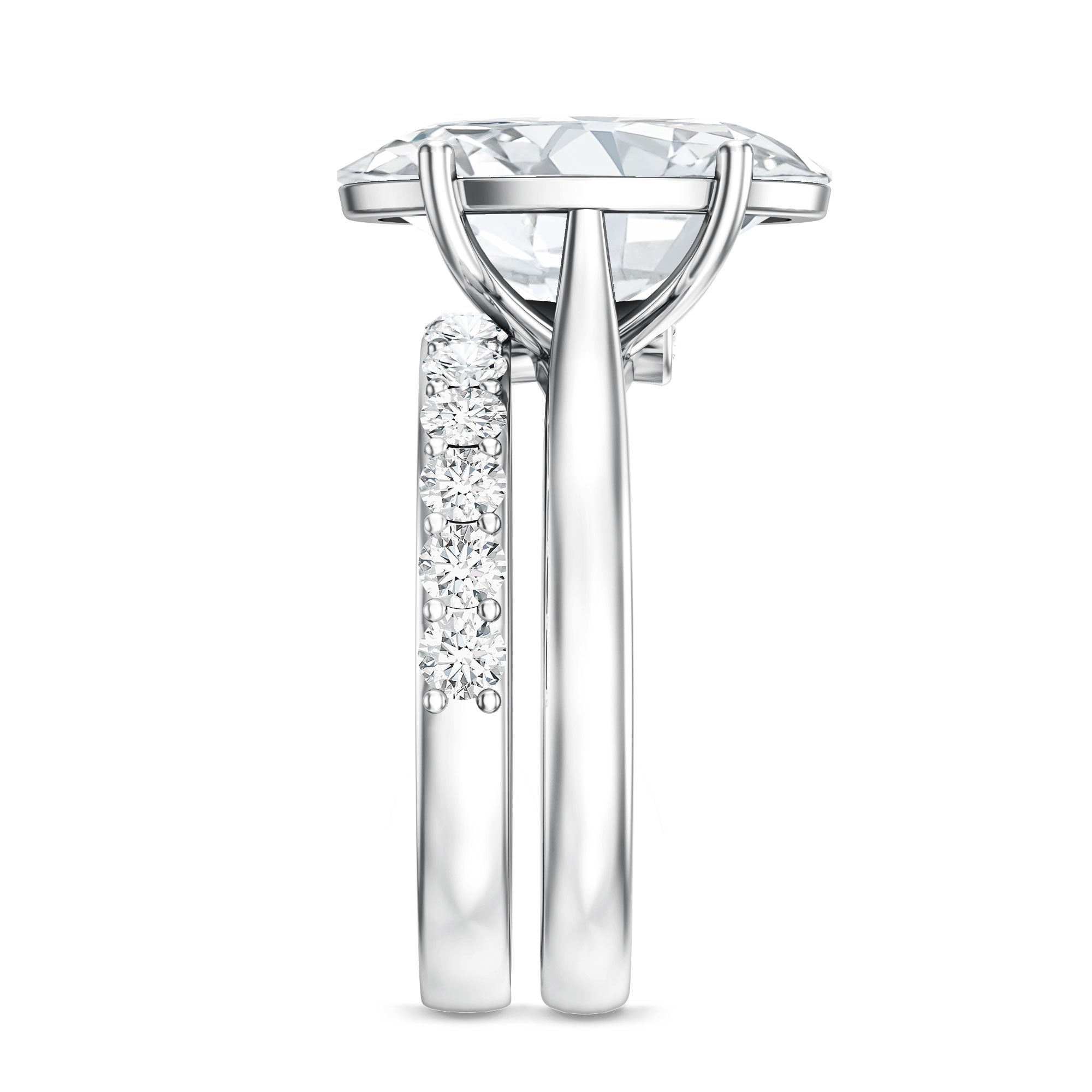 IGI Certified 5 Carat Huge Lab Grown Diamond Oval Engagement Ring with Wedding Band Lab - ( E-VS1 ) - Rosec Jewels