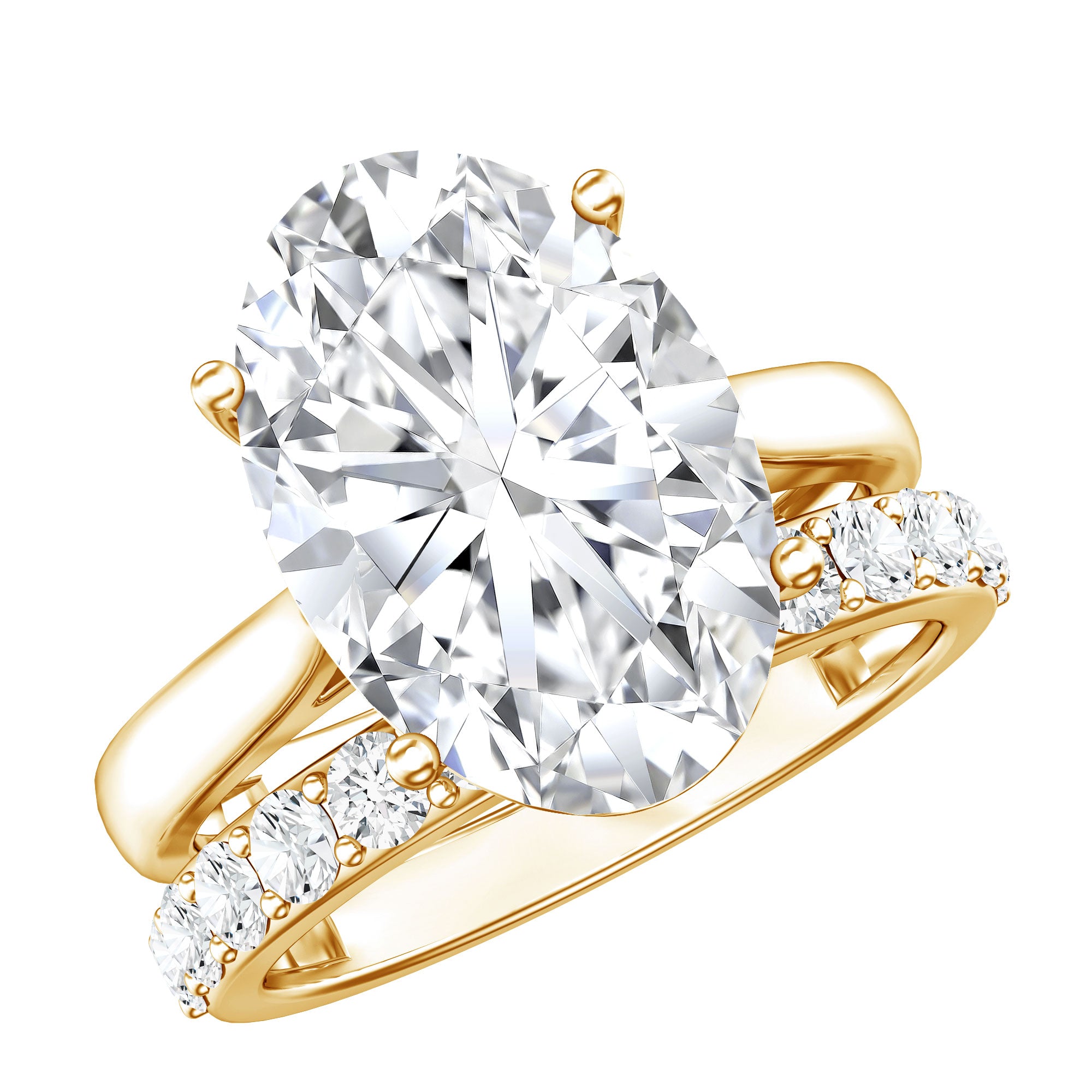 IGI Certified 5 Carat Huge Lab Grown Diamond Oval Engagement Ring with Wedding Band Lab - ( E-VS1 ) - Rosec Jewels