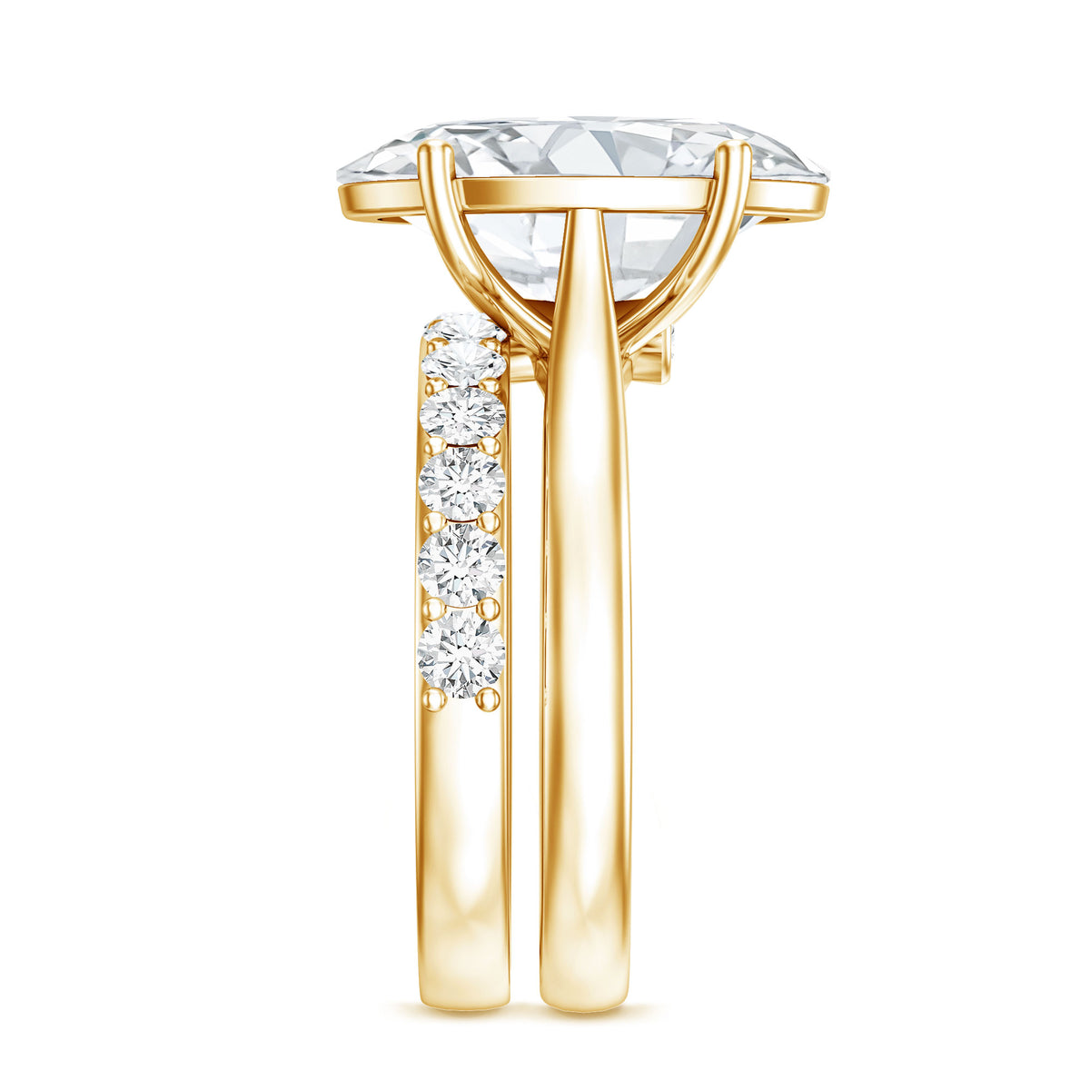 IGI Certified 5 Carat Huge Lab Grown Diamond Oval Engagement Ring with Wedding Band Lab - ( E-VS1 ) - Rosec Jewels