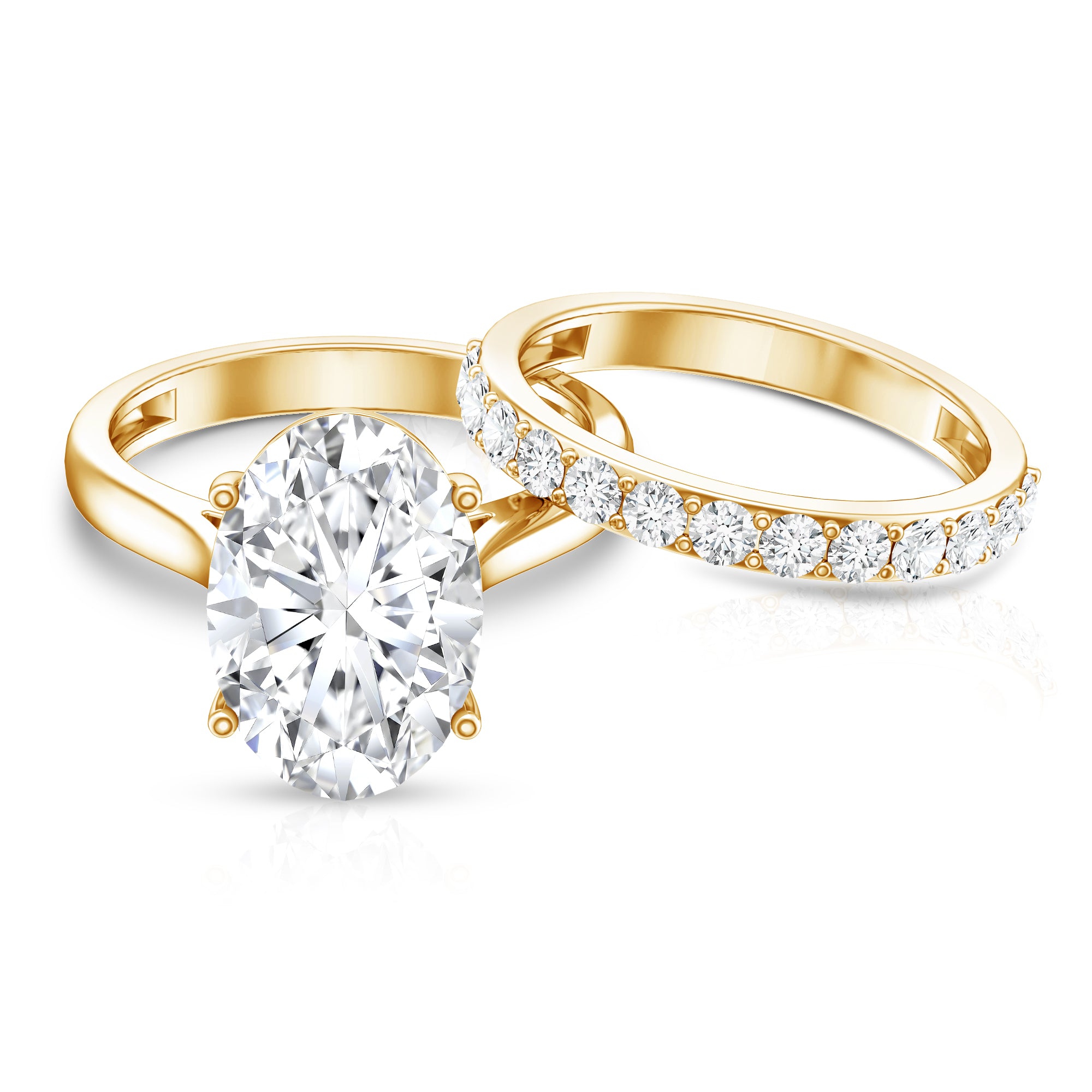 IGI Certified 5 Carat Huge Lab Grown Diamond Oval Engagement Ring with Wedding Band Lab - ( E-VS1 ) - Rosec Jewels