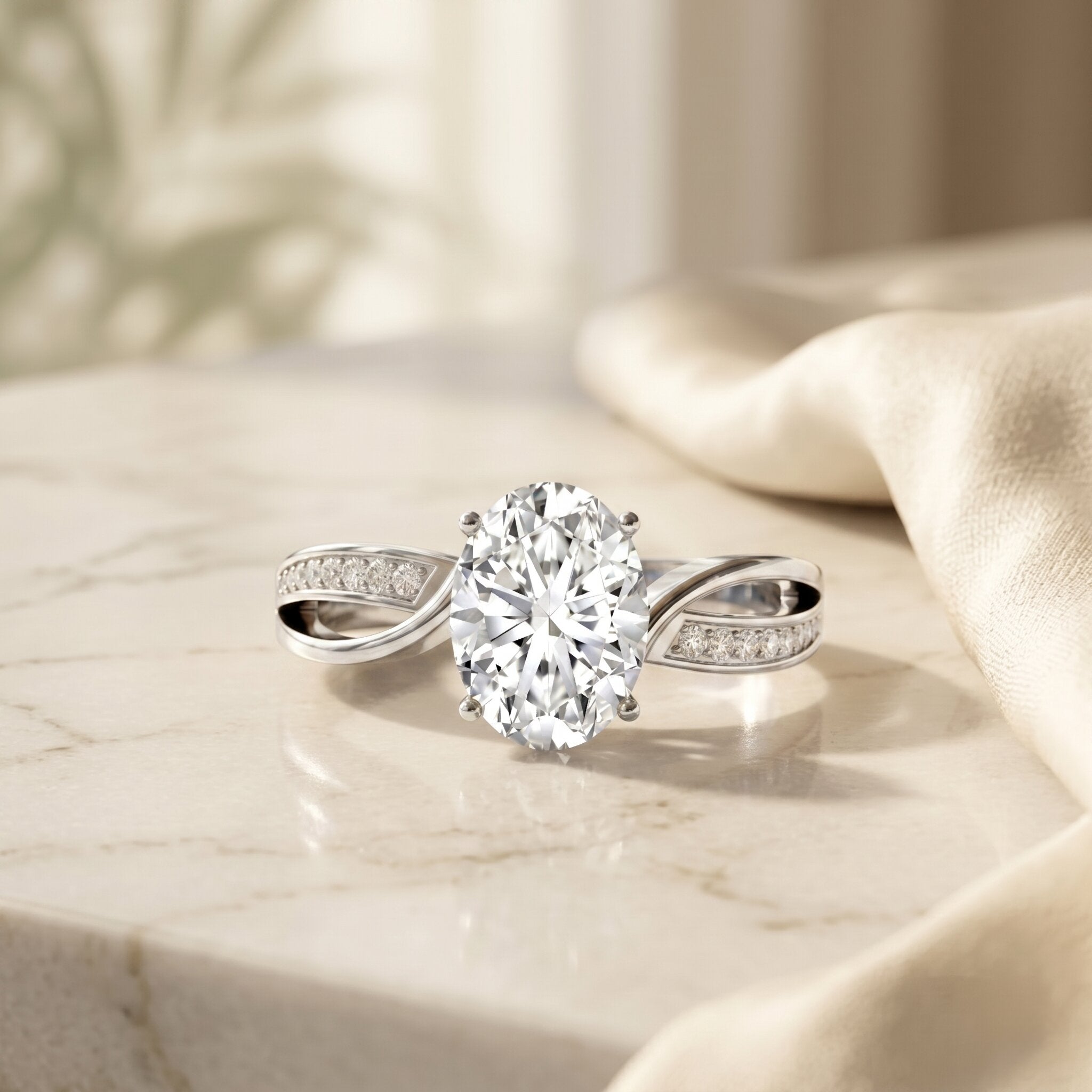 1 Carat Oval Lab Grown Diamond Ethically Sourced Engagement Ring for Women Lab - ( EF-VS ) - Rosec Jewels
