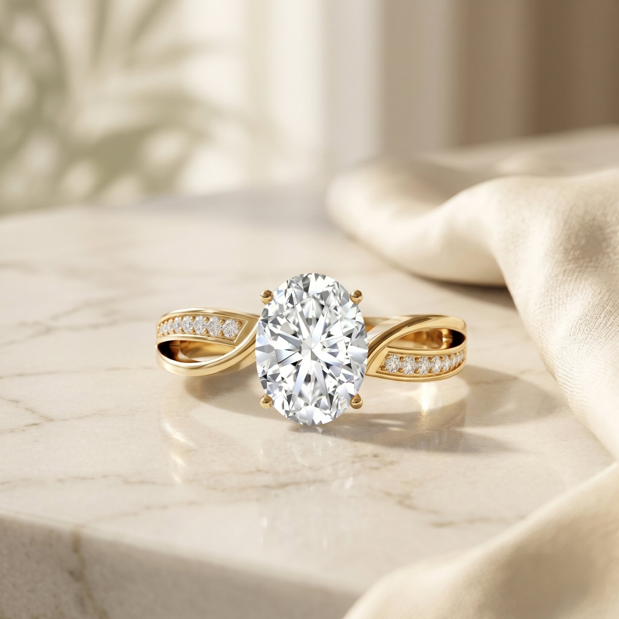 1 Carat Oval Lab Grown Diamond Ethically Sourced Engagement Ring for Women Lab - ( EF-VS ) - Rosec Jewels