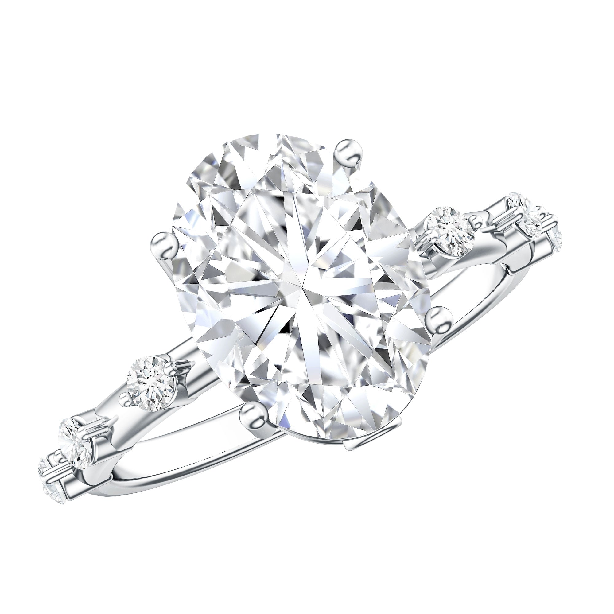 3 Carat Oval Lab Grown Diamond Solitaire Engagement Ring with IGI Certificate Lab - ( E-VS1 ) - Rosec Jewels