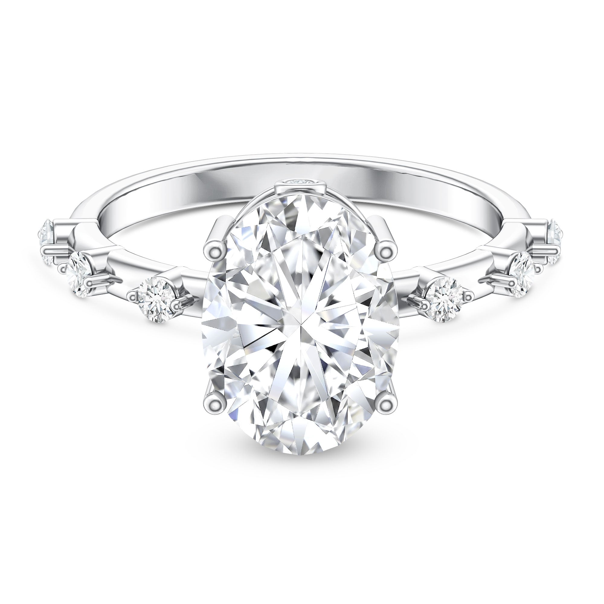 3 Carat Oval Lab Grown Diamond Solitaire Engagement Ring with IGI Certificate Lab - ( E-VS1 ) - Rosec Jewels