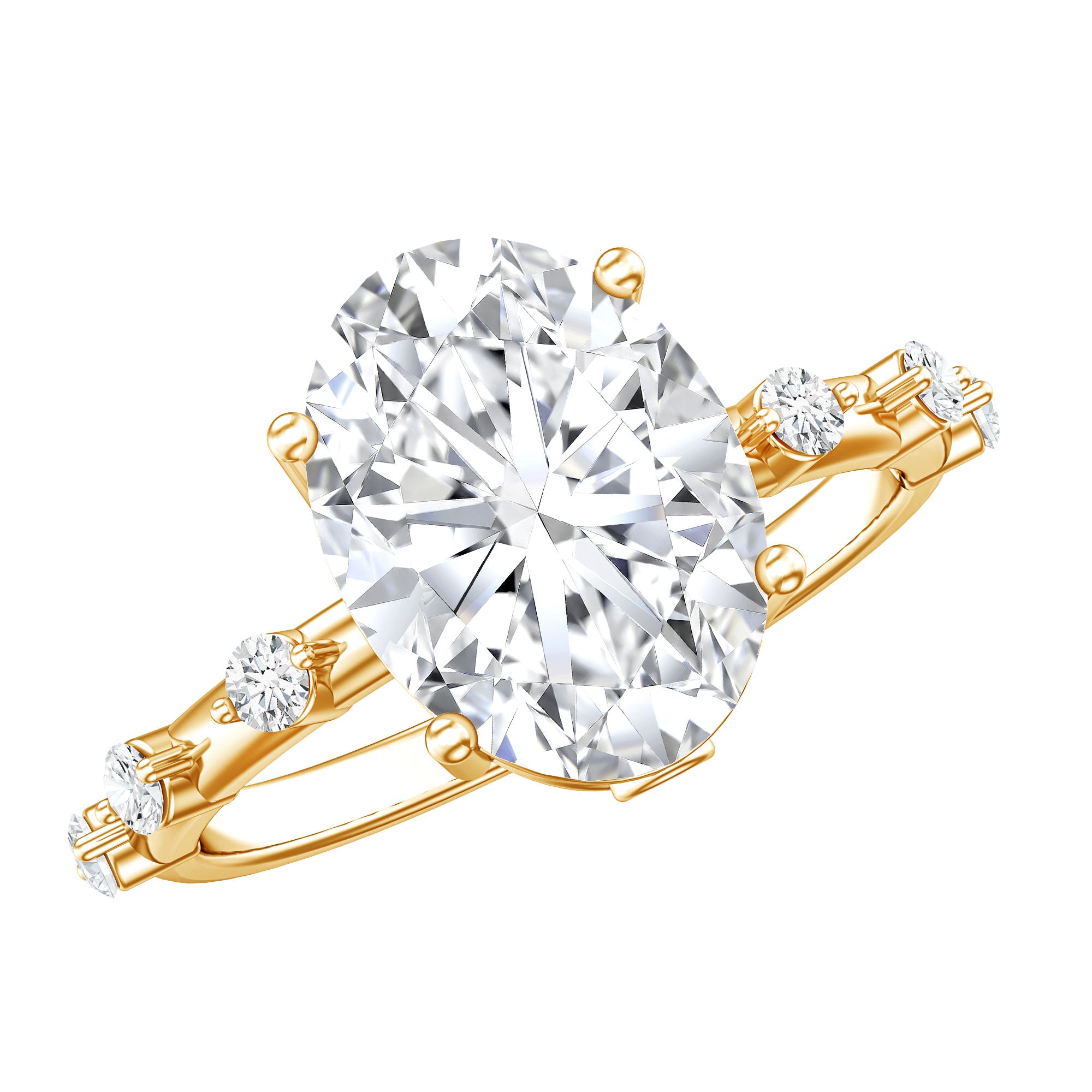 3 Carat Oval Lab Grown Diamond Solitaire Engagement Ring with IGI Certificate Lab - ( E-VS1 ) - Rosec Jewels