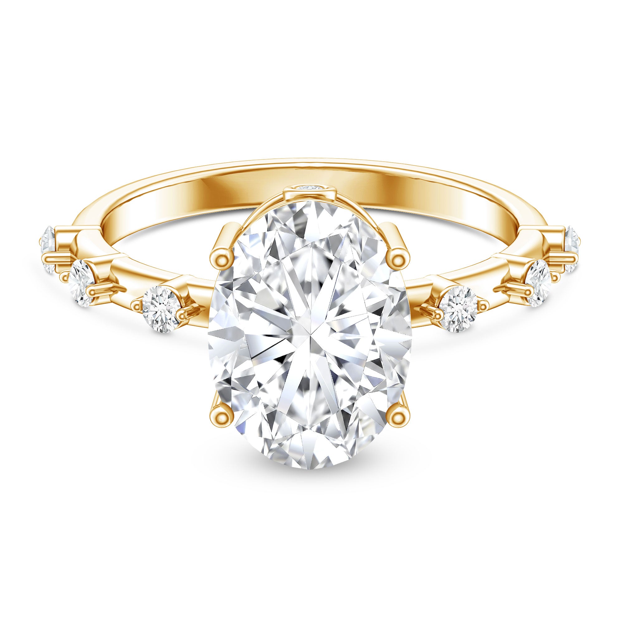 3 Carat Oval Lab Grown Diamond Solitaire Engagement Ring with IGI Certificate Lab - ( E-VS1 ) - Rosec Jewels