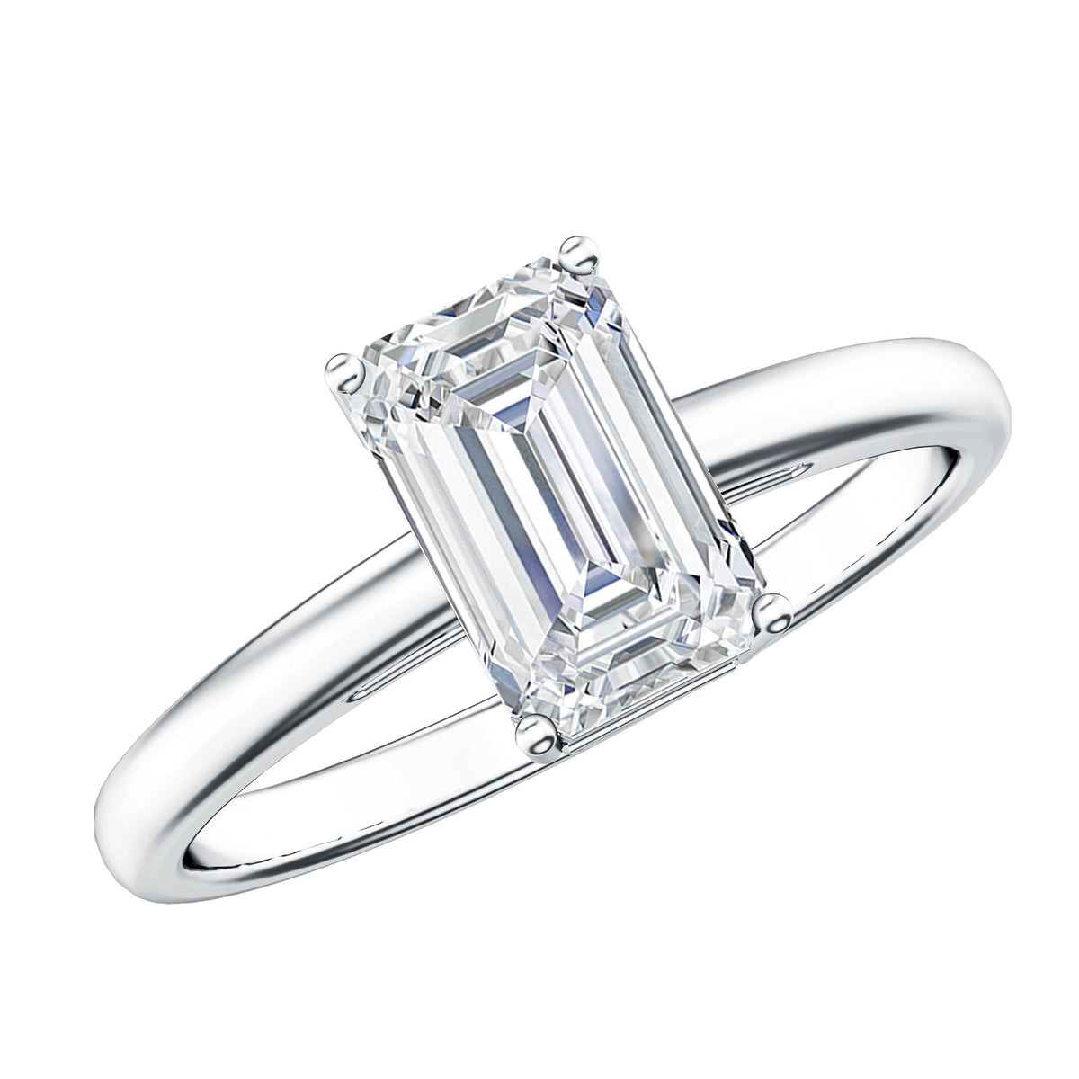 Emerald Cut 2 Carat Engagement Ring with IGI Certified Lab Diamond Lab - ( E-VS1 ) - Rosec Jewels