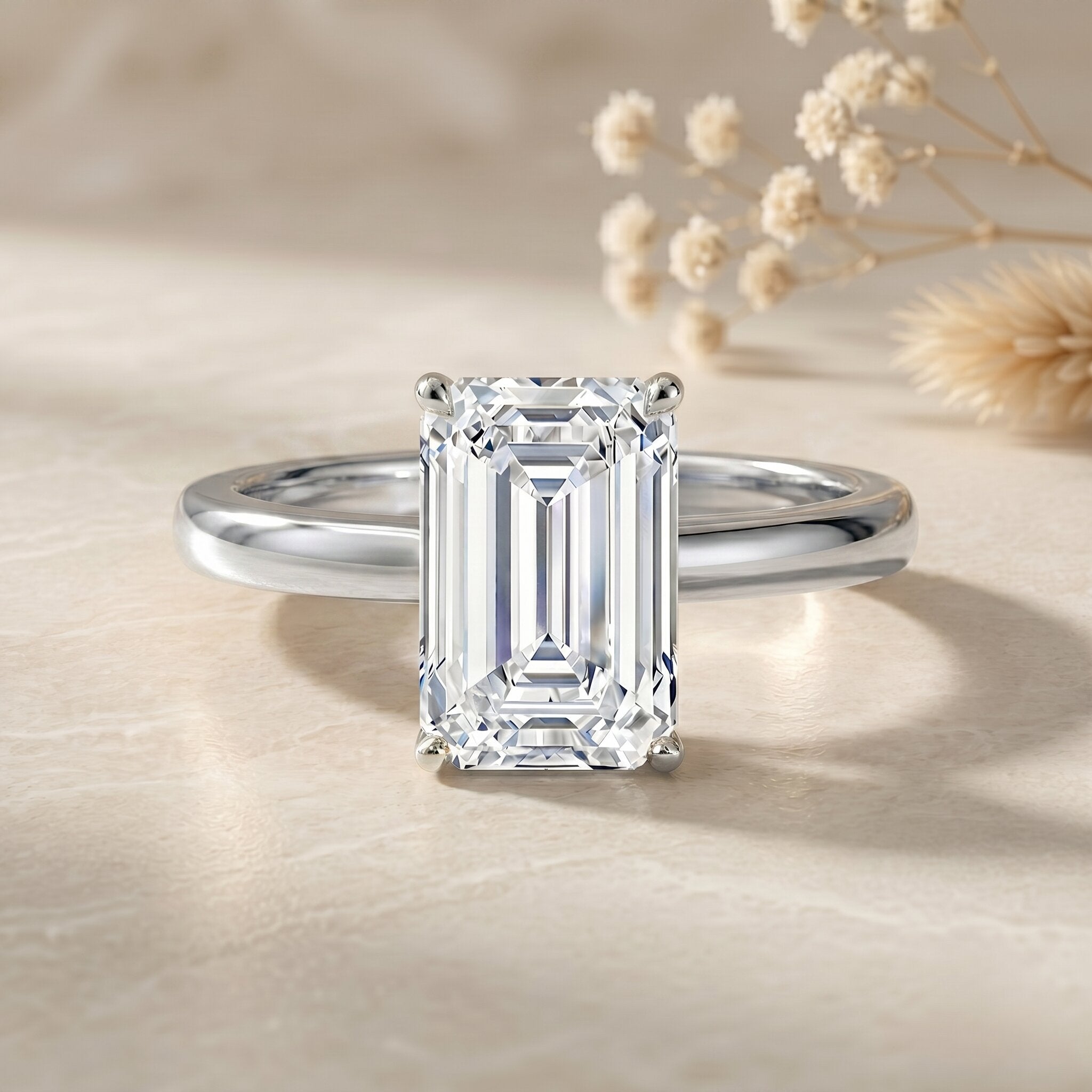 Emerald Cut 2 Carat Engagement Ring with IGI Certified Lab Diamond Lab - ( EF-VS ) - Rosec Jewels