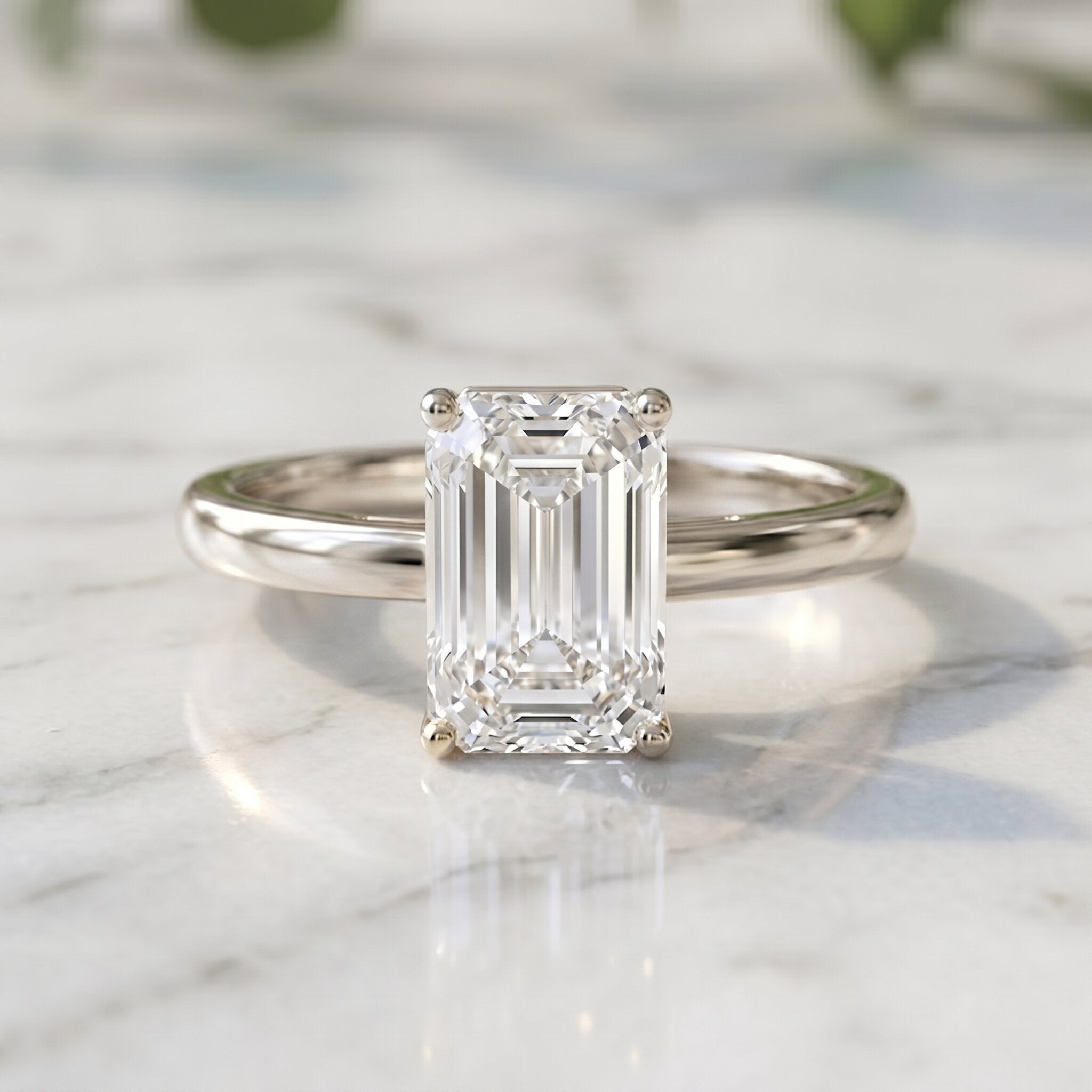 Emerald Cut 2 Carat Engagement Ring with IGI Certified Lab Diamond Lab - ( E-VS1 ) - Rosec Jewels