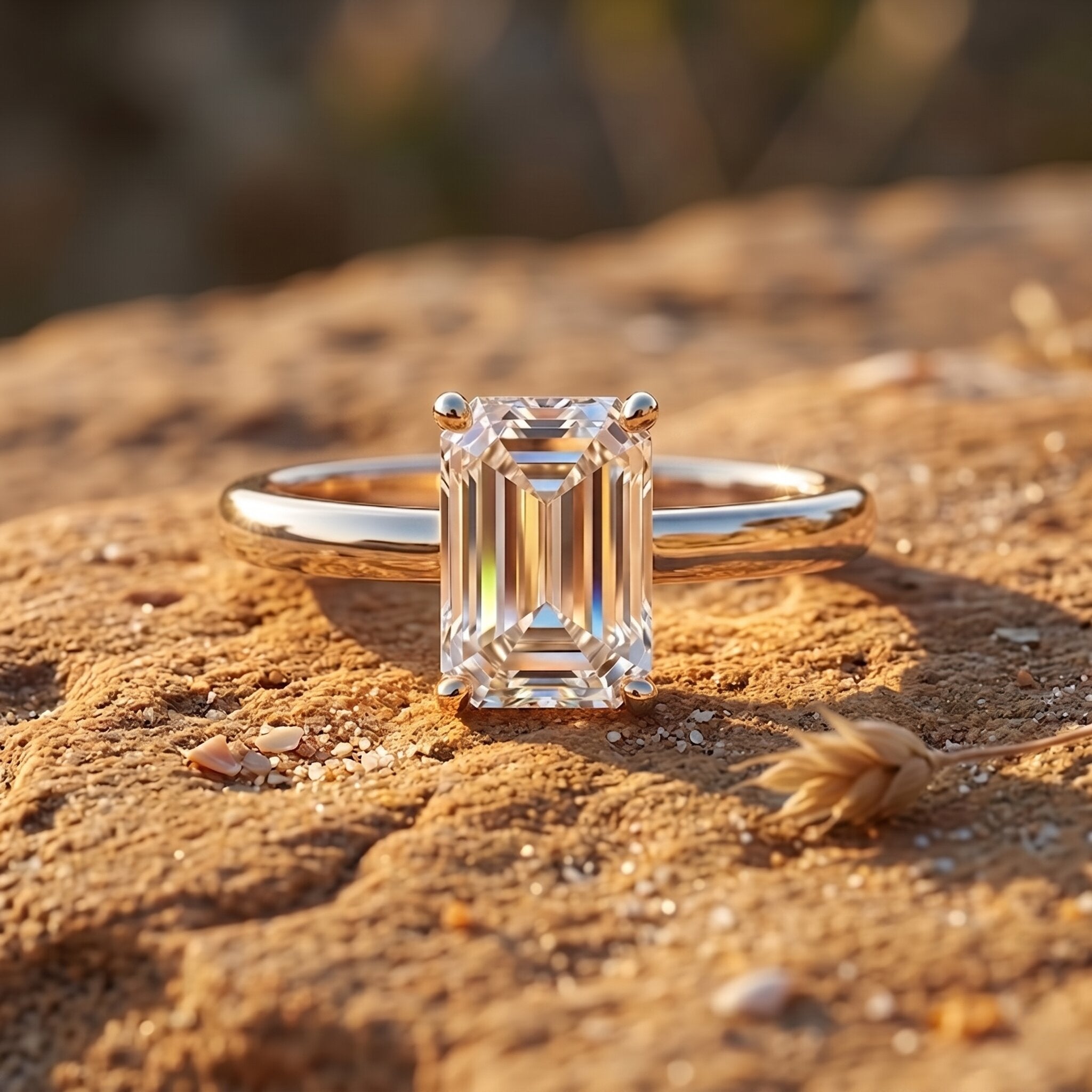 Emerald Cut 2 Carat Engagement Ring with IGI Certified Lab Diamond Lab - ( E-VS1 ) - Rosec Jewels