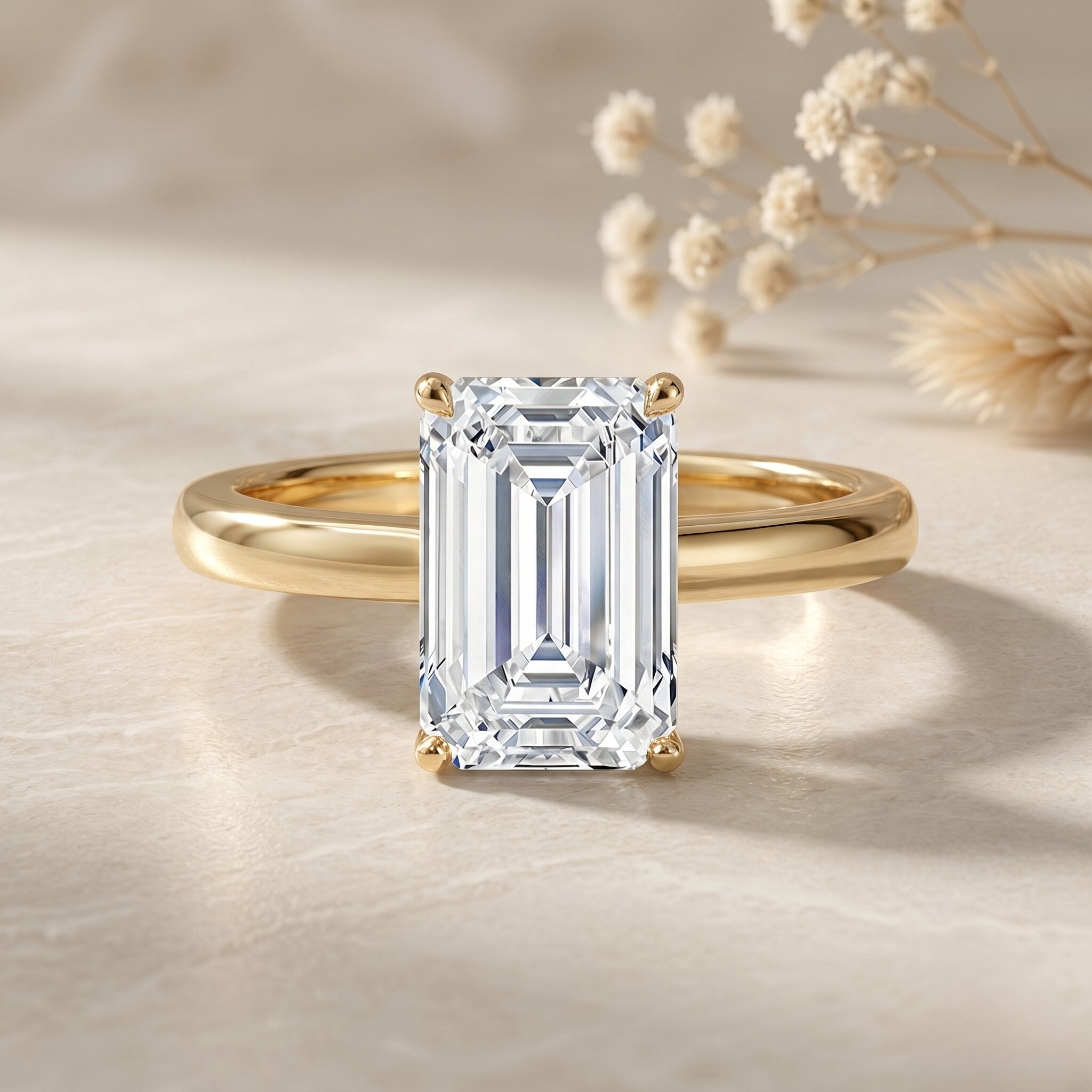 Emerald Cut 2 Carat Engagement Ring with IGI Certified Lab Diamond Lab - ( E-VS1 ) - Rosec Jewels