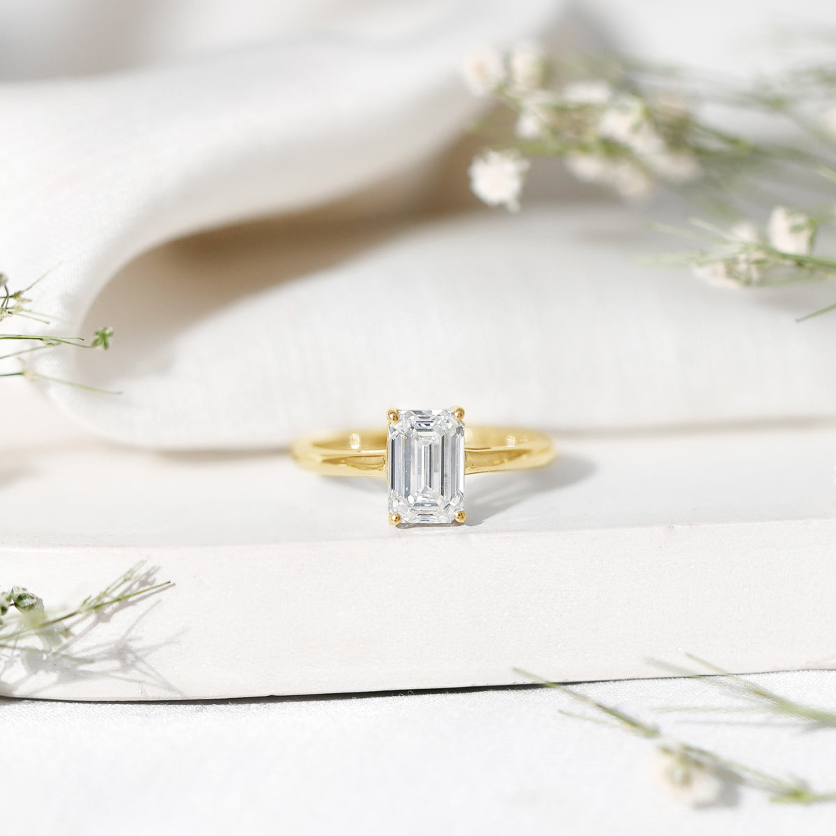 Emerald Cut 2 Carat Engagement Ring with IGI Certified Lab Diamond Lab - ( E-VS1 ) - Rosec Jewels