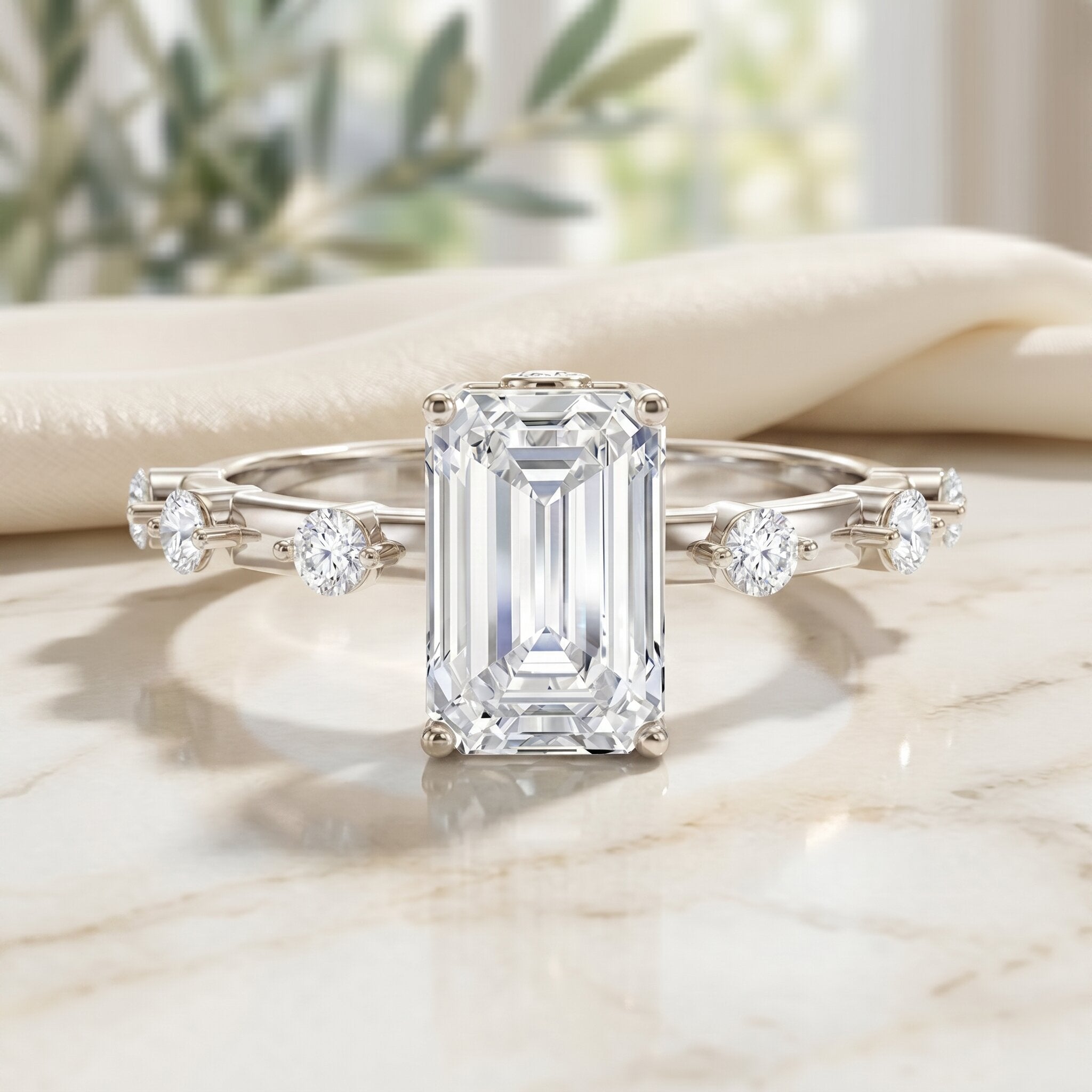 Emerald Cut 2 Carat Lab Grown Diamond Engagement Ring IGI Certified Lab - ( E-VS1 ) - Rosec Jewels
