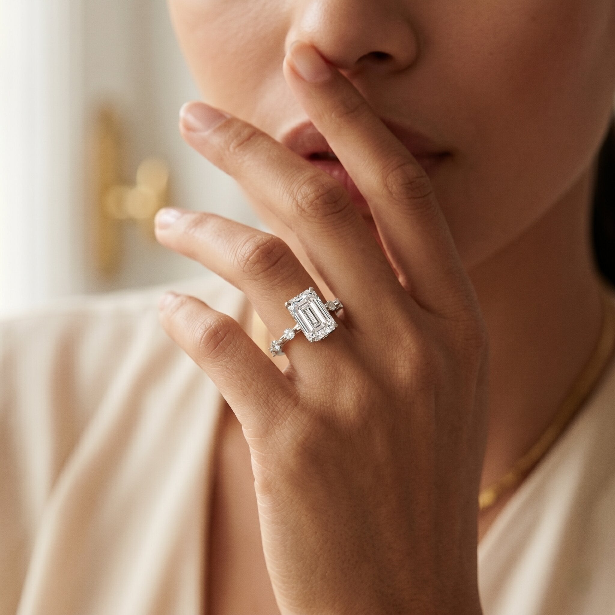 Emerald Cut 2 Carat Lab Grown Diamond Engagement Ring IGI Certified Lab - ( E-VS1 ) - Rosec Jewels