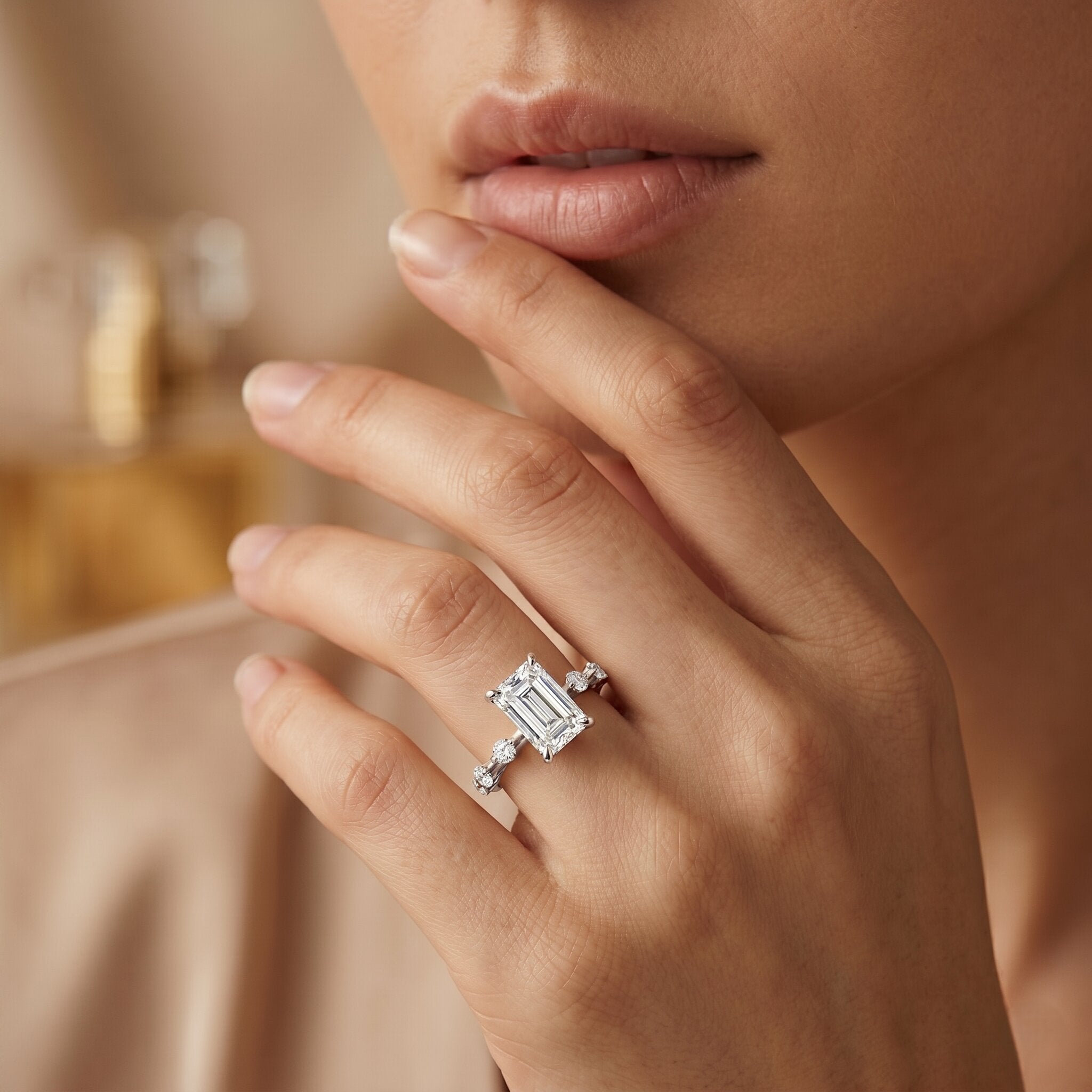 Emerald Cut 2 Carat Lab Grown Diamond Engagement Ring IGI Certified Lab - ( E-VS1 ) - Rosec Jewels