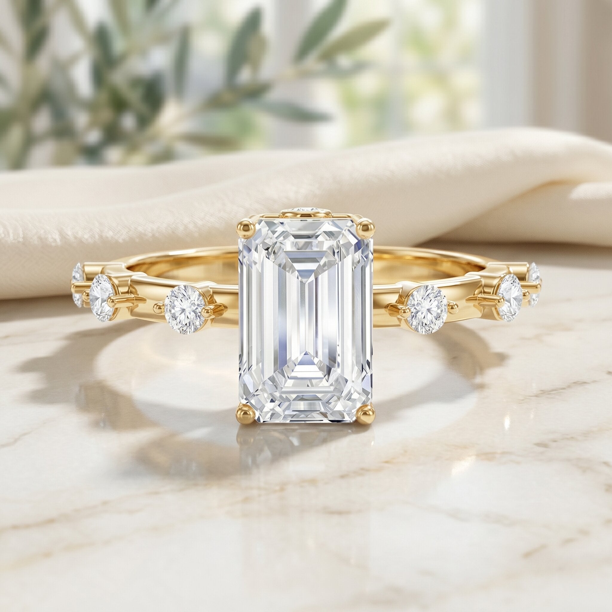 Emerald Cut 2 Carat Lab Grown Diamond Engagement Ring IGI Certified Lab - ( E-VS1 ) - Rosec Jewels