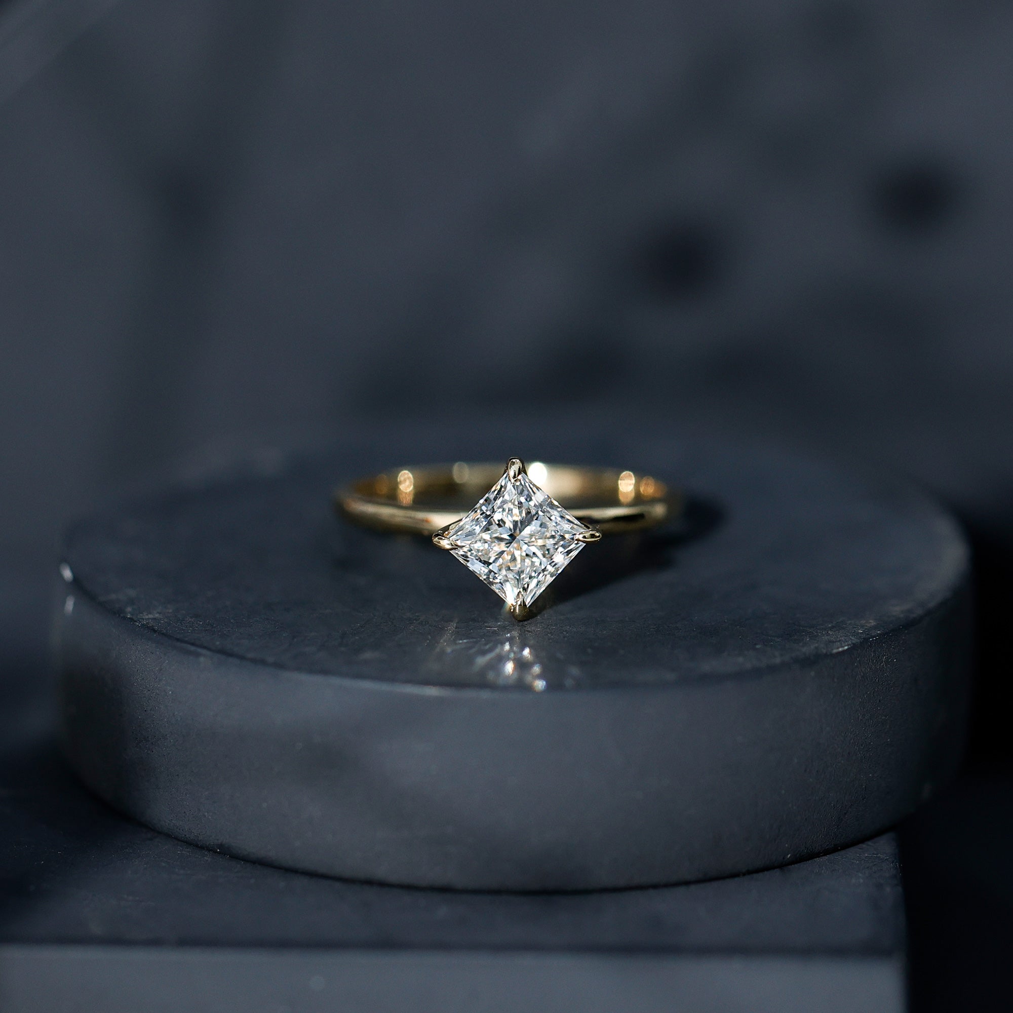 1 Carat Lab Created Diamond Princess Cut Engagement Ring IGI Certified Lab - ( E-VS1 ) - Rosec Jewels