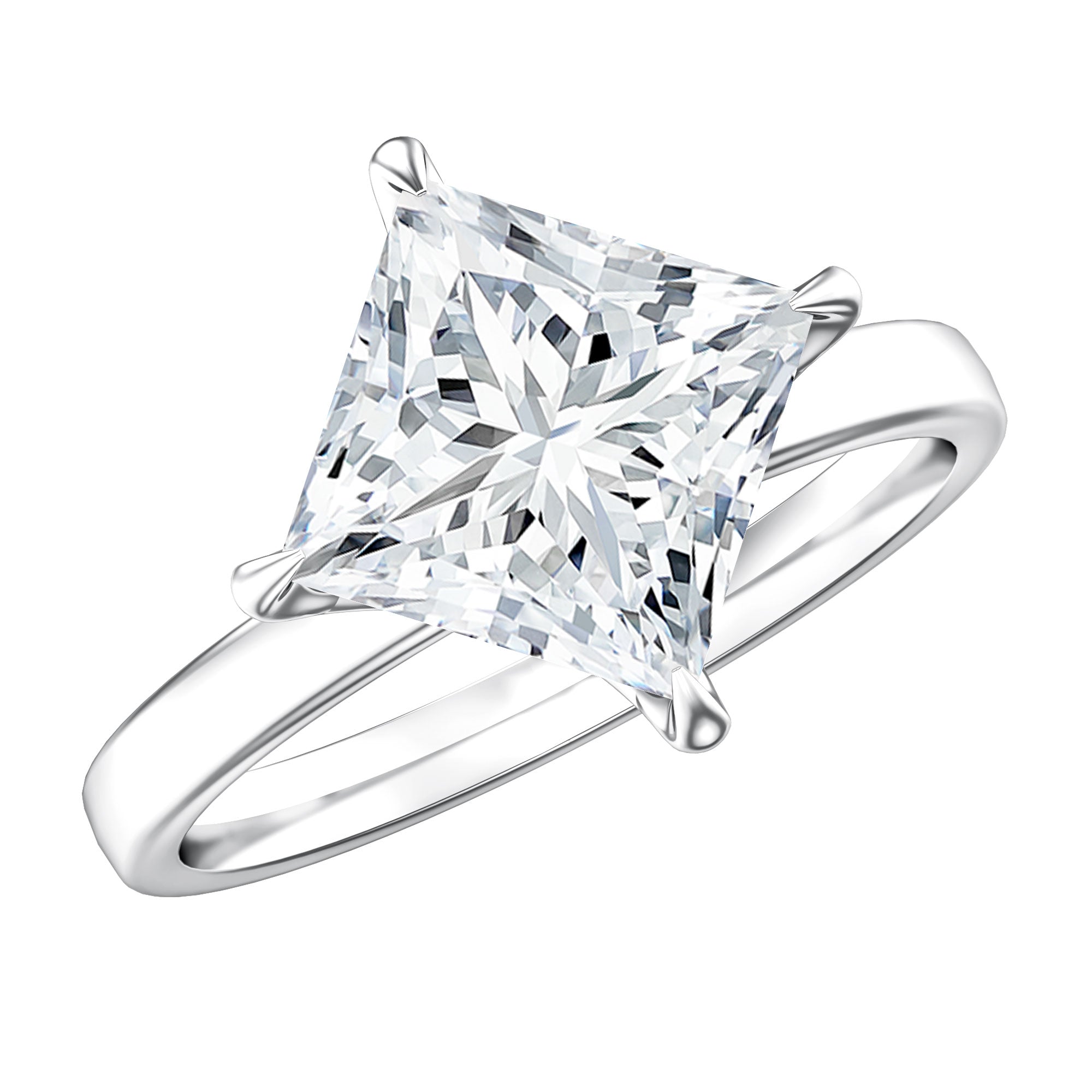 IGI Certified Lab Grown Diamond 3 Carat Princess Cut Engagement Ring Lab - ( E-VS1 ) - Rosec Jewels