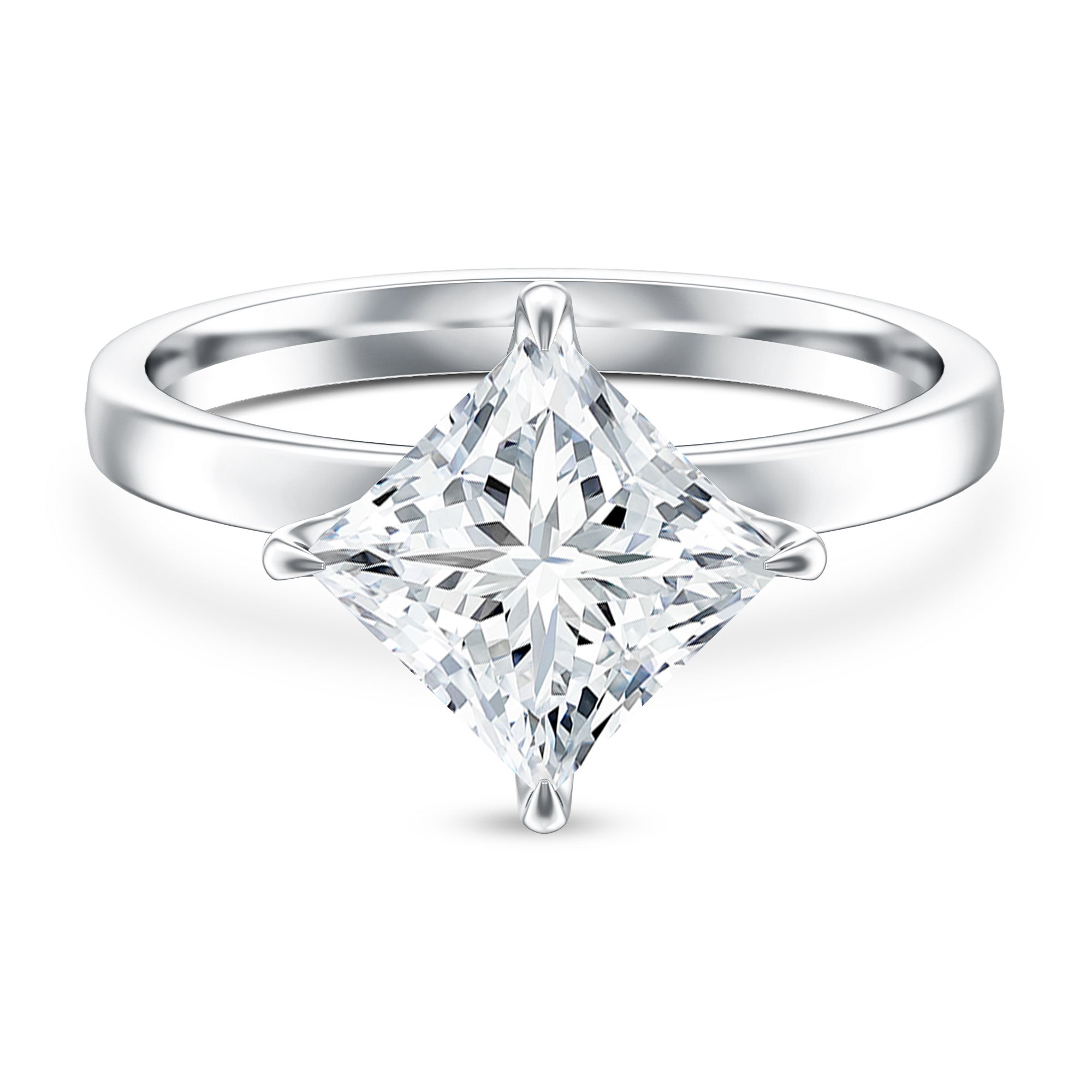 IGI Certified Lab Grown Diamond 3 Carat Princess Cut Engagement Ring Lab - ( E-VS1 ) - Rosec Jewels