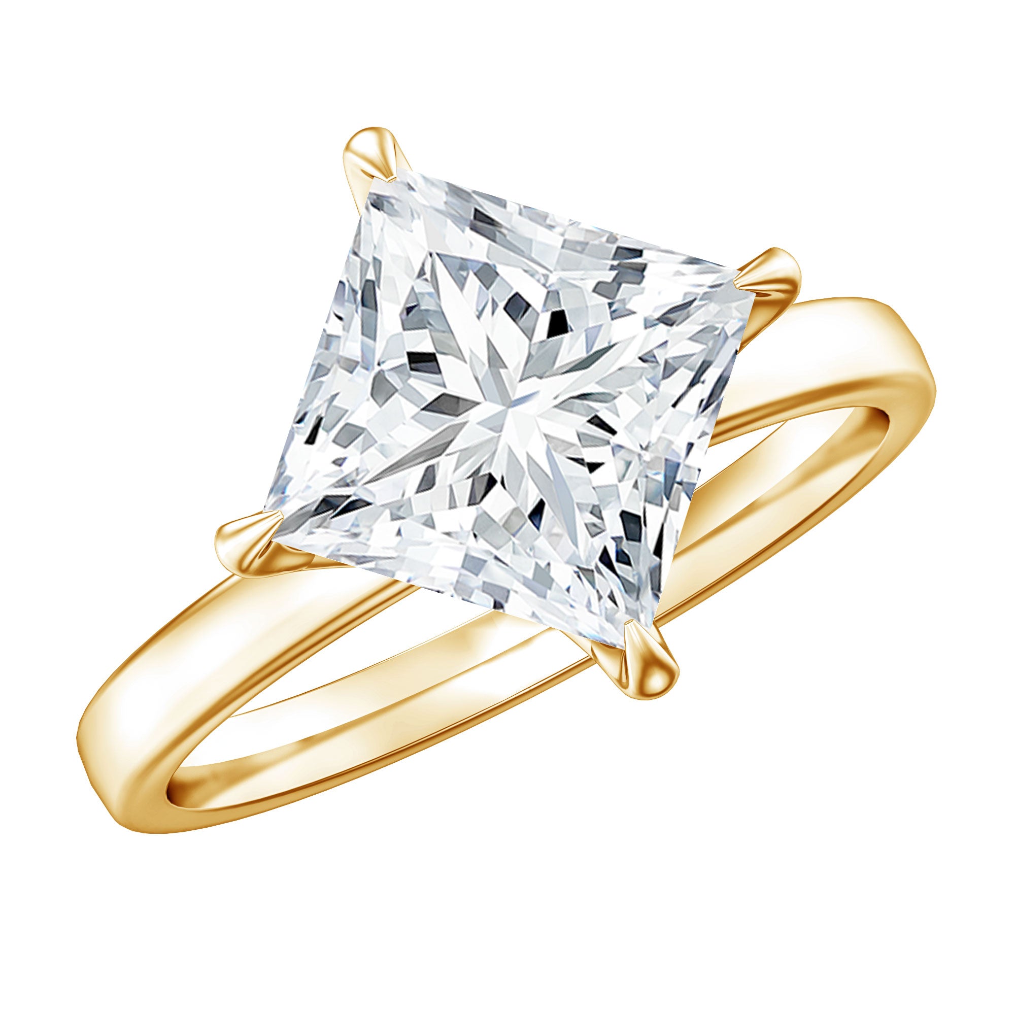 IGI Certified Lab Grown Diamond 3 Carat Princess Cut Engagement Ring Lab - ( E-VS1 ) - Rosec Jewels
