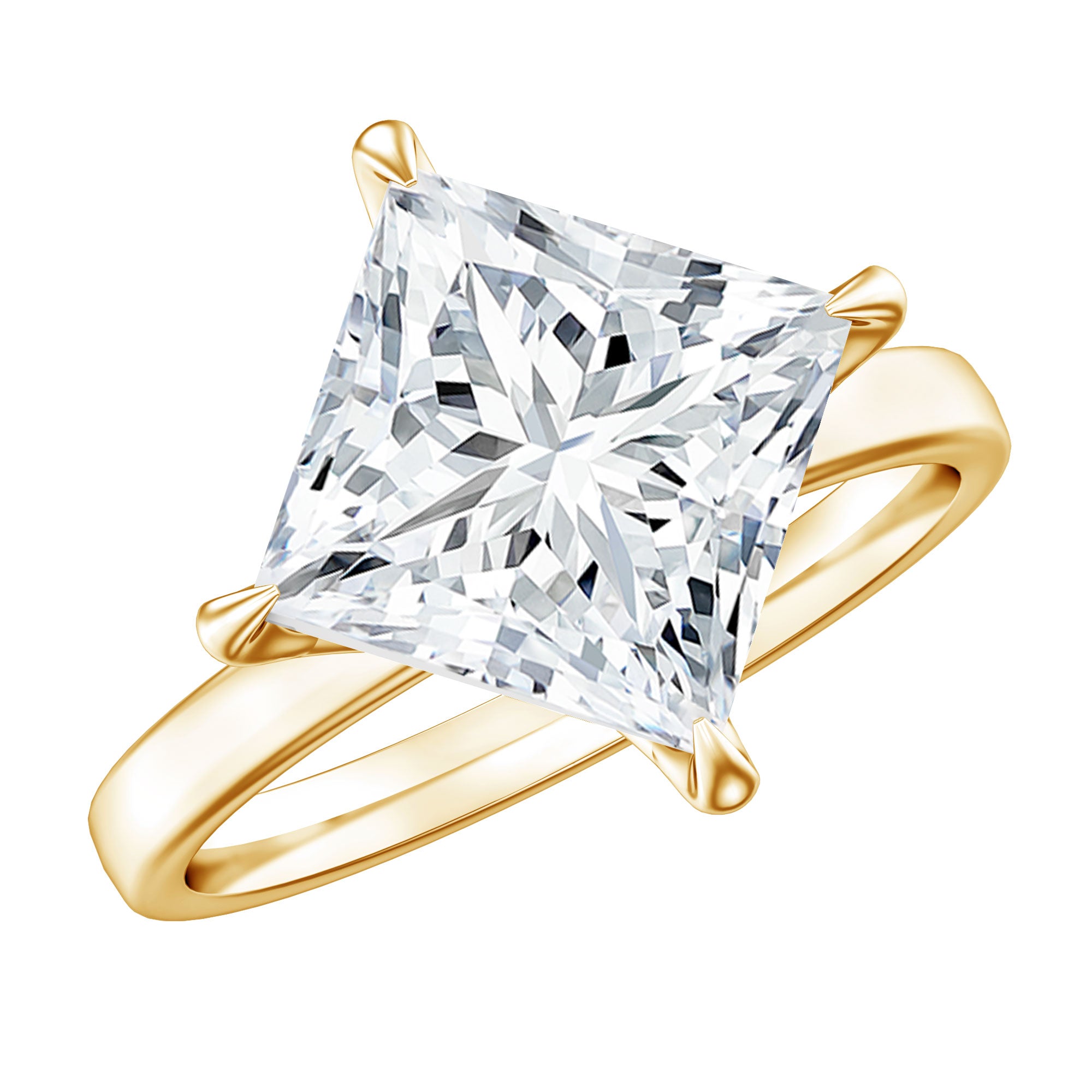 Solitaire 5 Carat Princess Cut Lab Grown Diamond Huge Engagement Ring with IGI Certificate Lab - ( E-VS1 ) - Rosec Jewels